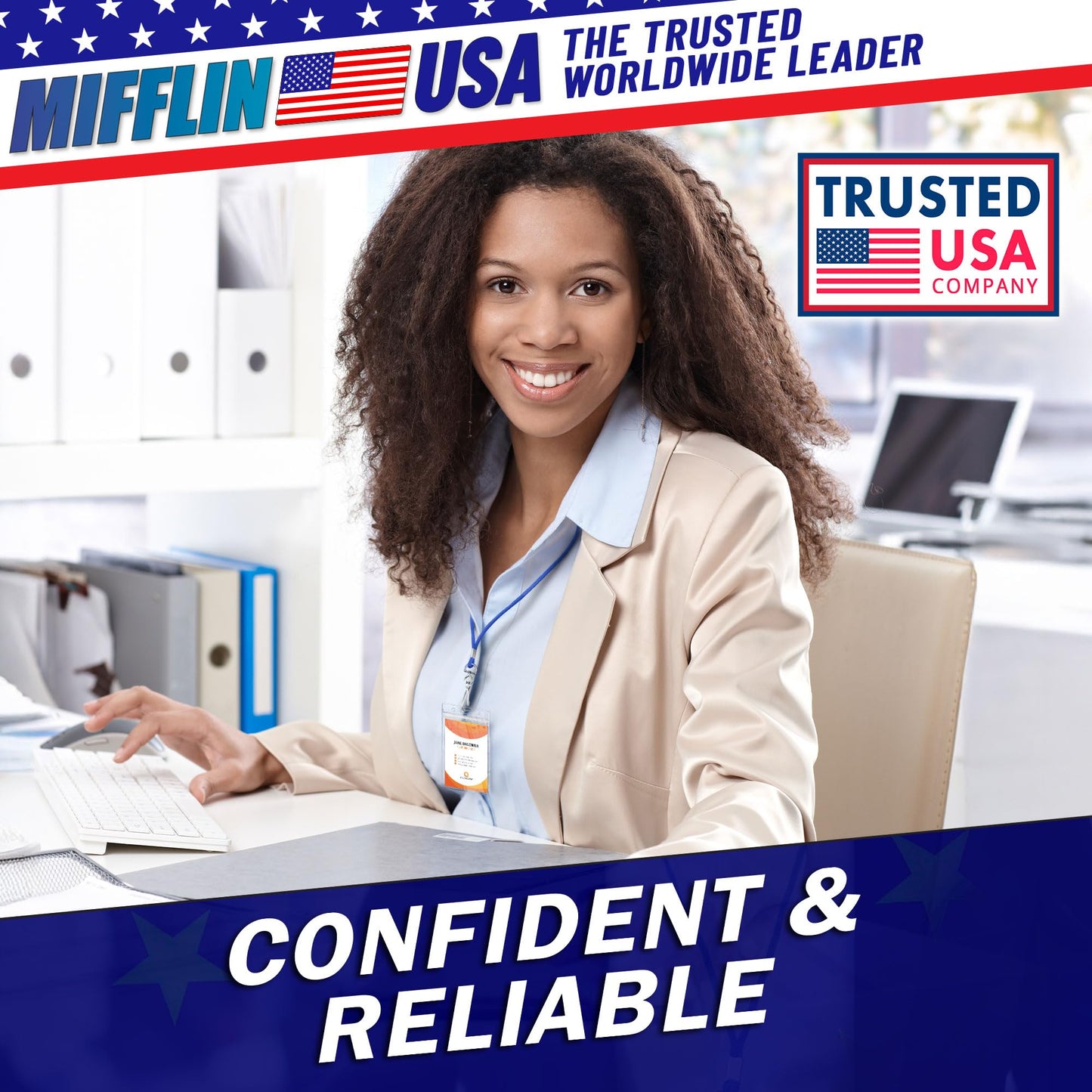 Mifflin-USA Plastic Waterproof ID Badge Holders (Clear, 2.25x3.5 Inch, 250 Pack), Vertical Hanging Name Card Holder with Zipper, Resealable Bulk Nametag Holders