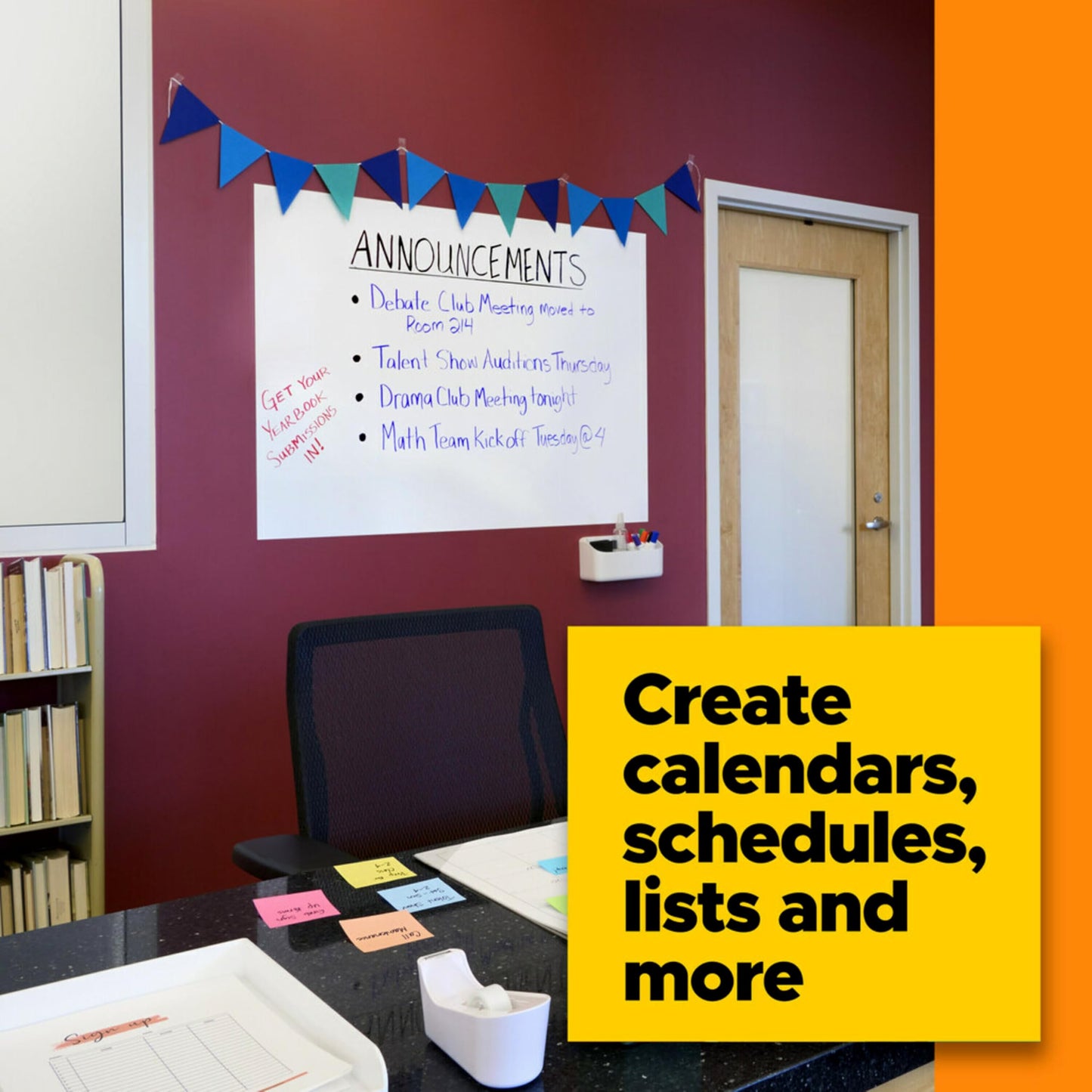 Post-it Dry Erase Whiteboard Film Surface for Walls, Doors, Tables, Chalkboards, Whiteboards, and More, Removable, Stain-Proof, Easy Installation, 4 x 3 ft Roll (DEF4x3)