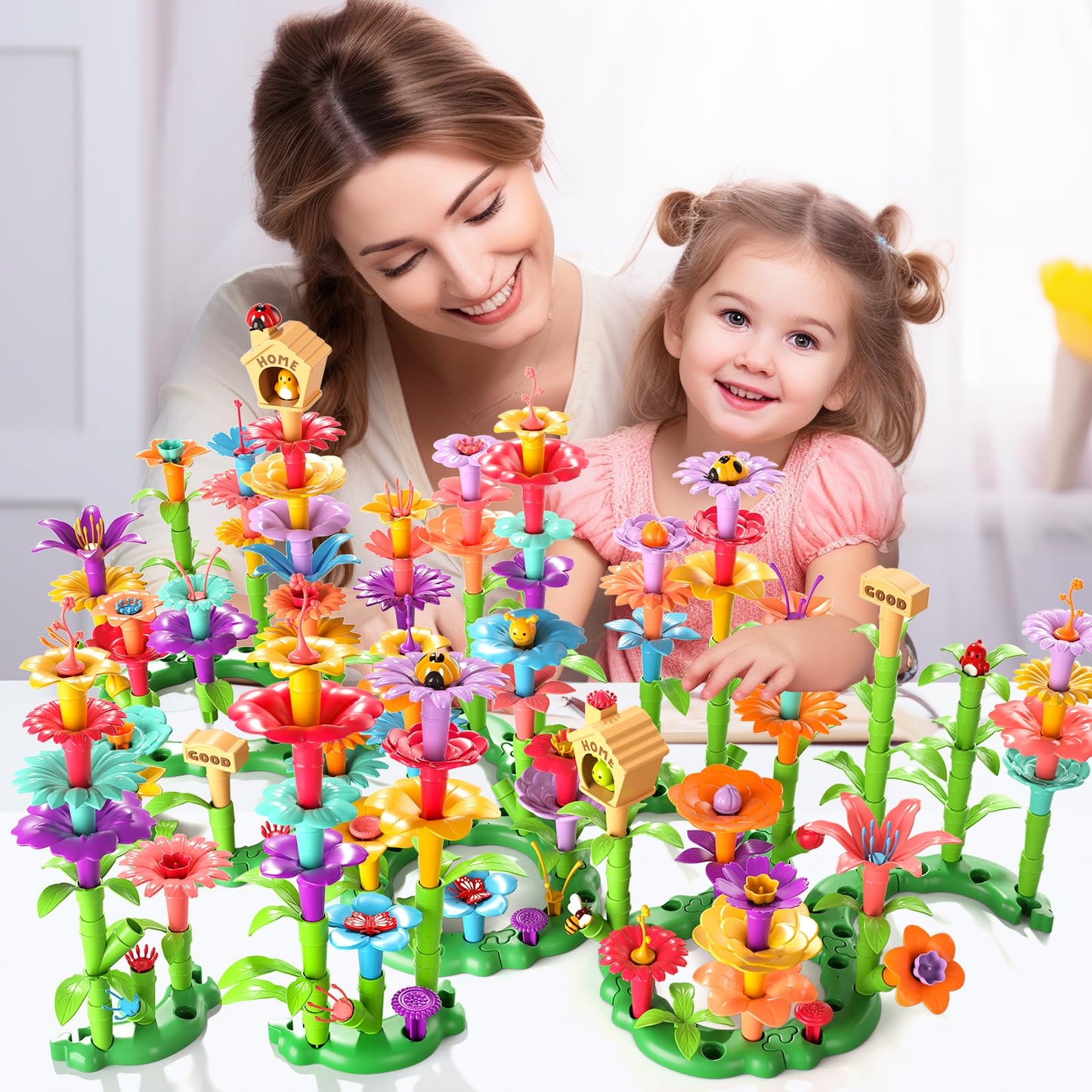 235PCS Flower Garden Building Toys for Girls, Educational Activity Preschool Birthday Gifts for 3 4 5 Year Old Girls, Toddler Building Stem Toys for Kids Toddlers Ages 3-5(235 PCS)
