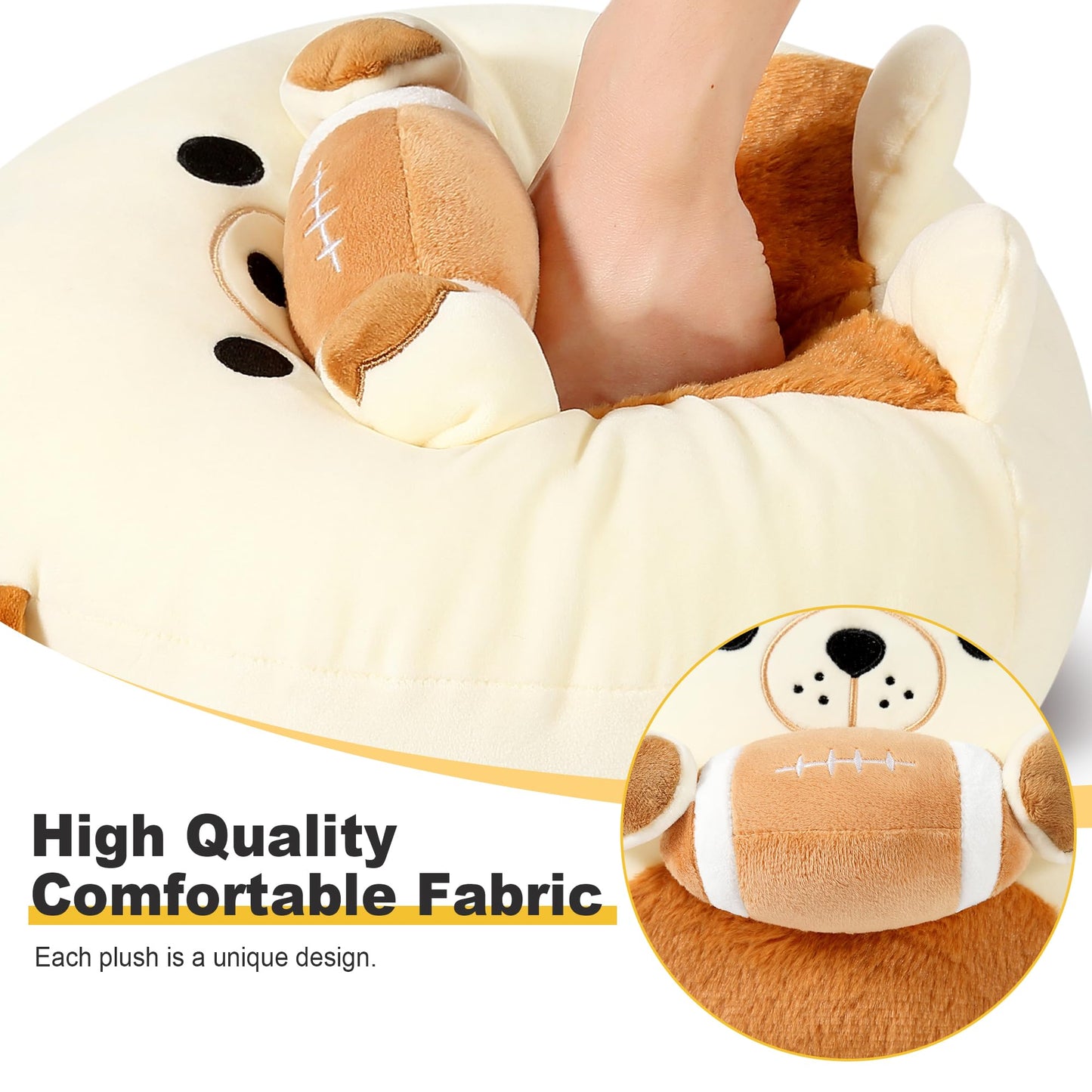 Onsoyours Original Bulldog Plush with Football, Cute 12 inch Sport Dog Brown-White Stuffed Animal, Ultra Soft Collectible Hugging Gift Puppy Plush Toy