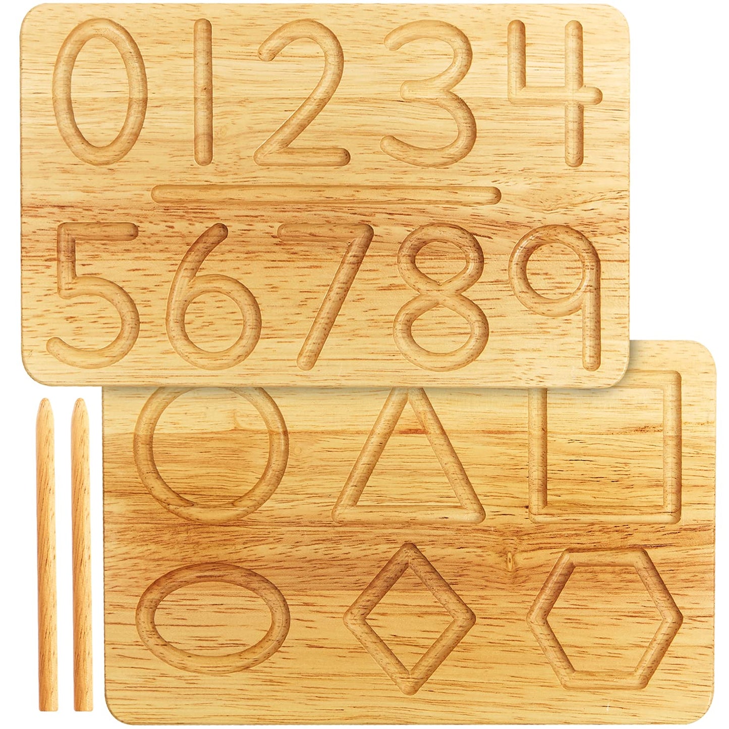 Montessori & Me Wood Number Tracing Board - Montessori Wooden Numbers and Shapes Complements Wooden Letter Tracing Board - Large Wooden Print Numbers for Toddler to Preschool