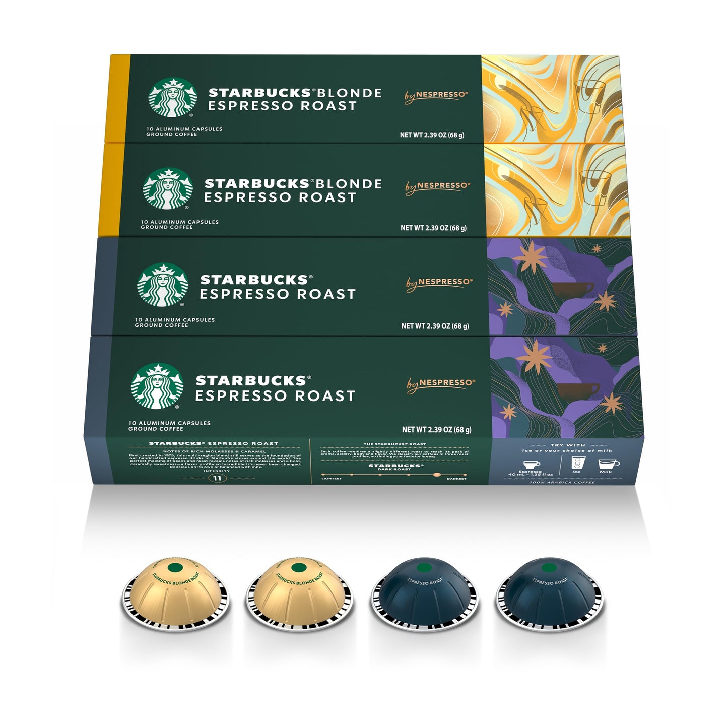 Starbucks by Nespresso Vertuo, Espresso Variety Pack, 40-count Espresso Pods, Brews 1.35 oz.
