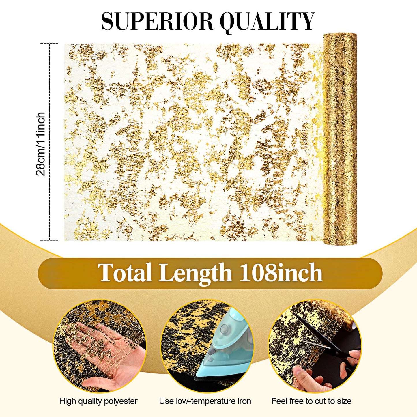 Peryiter 12 Polyester Rectangle Tablecloth 60 x 102'' and Sequin Gold Table Runner, Decorative Fabric Waterproof Table Cover Set for Christmas New Year Wedding Dinner Anniversary Party(Black)