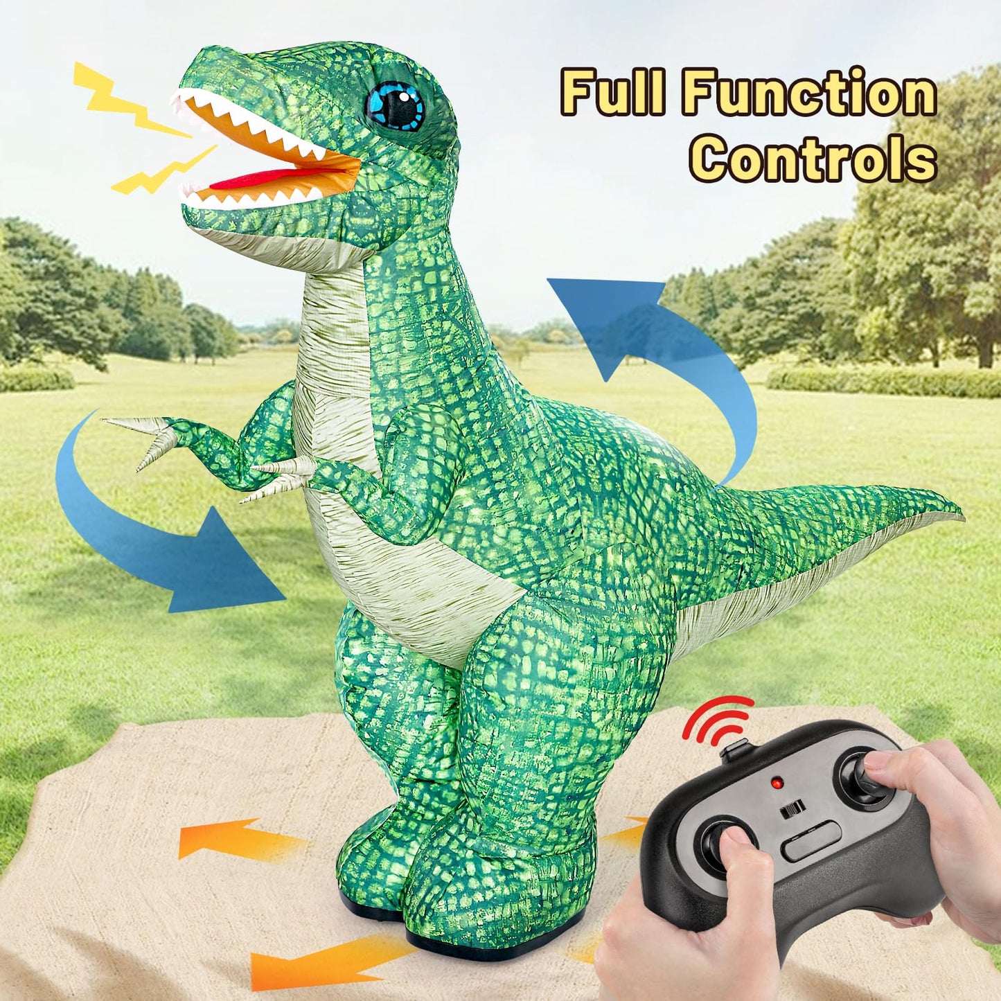 Jovow 2.4GHZ Remote Control Inflatable Dinosaur Toy for Kids,Electric Toy Dinosaur with 360°Rotation,Forward & Backward,Rechargeable Walking Dinosaur Toy for Boys Kids Age 6-8 8-12 Birthday Gifts