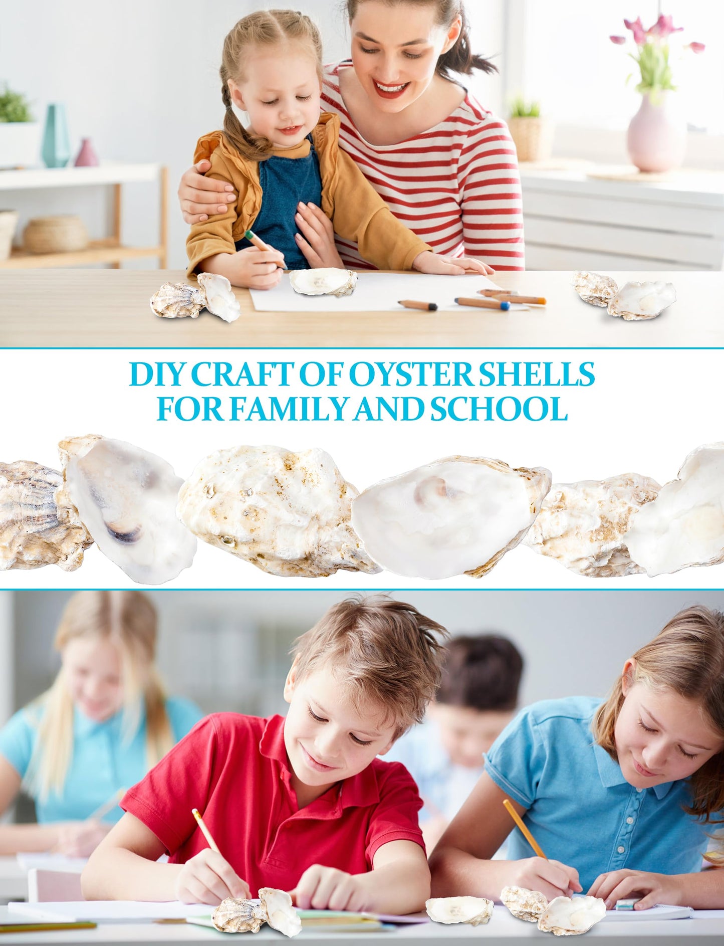 30Pcs Oyster Shells for Crafts， 4"-5" Large Oyster Shell for Crafts，Oyster Shells for Christmas 、Painting、 Beach Themes、 Wedding, Home Shells for Decoration and Sea Shells for Crafting