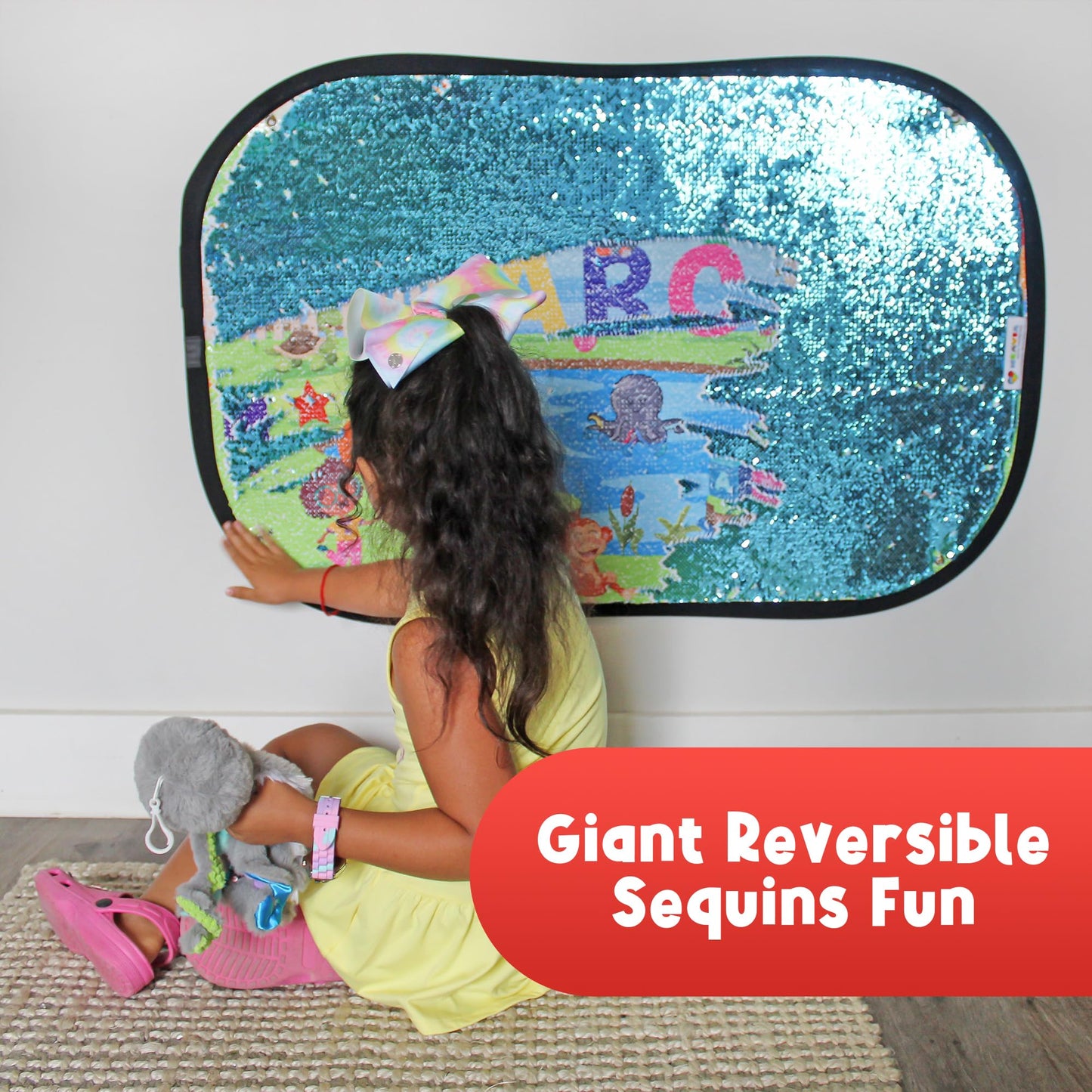 Meavia Reversible Sequins Wall Sensory Fun Toy Learning Discovery Version, Jumbo Size 40 x 27 Inches