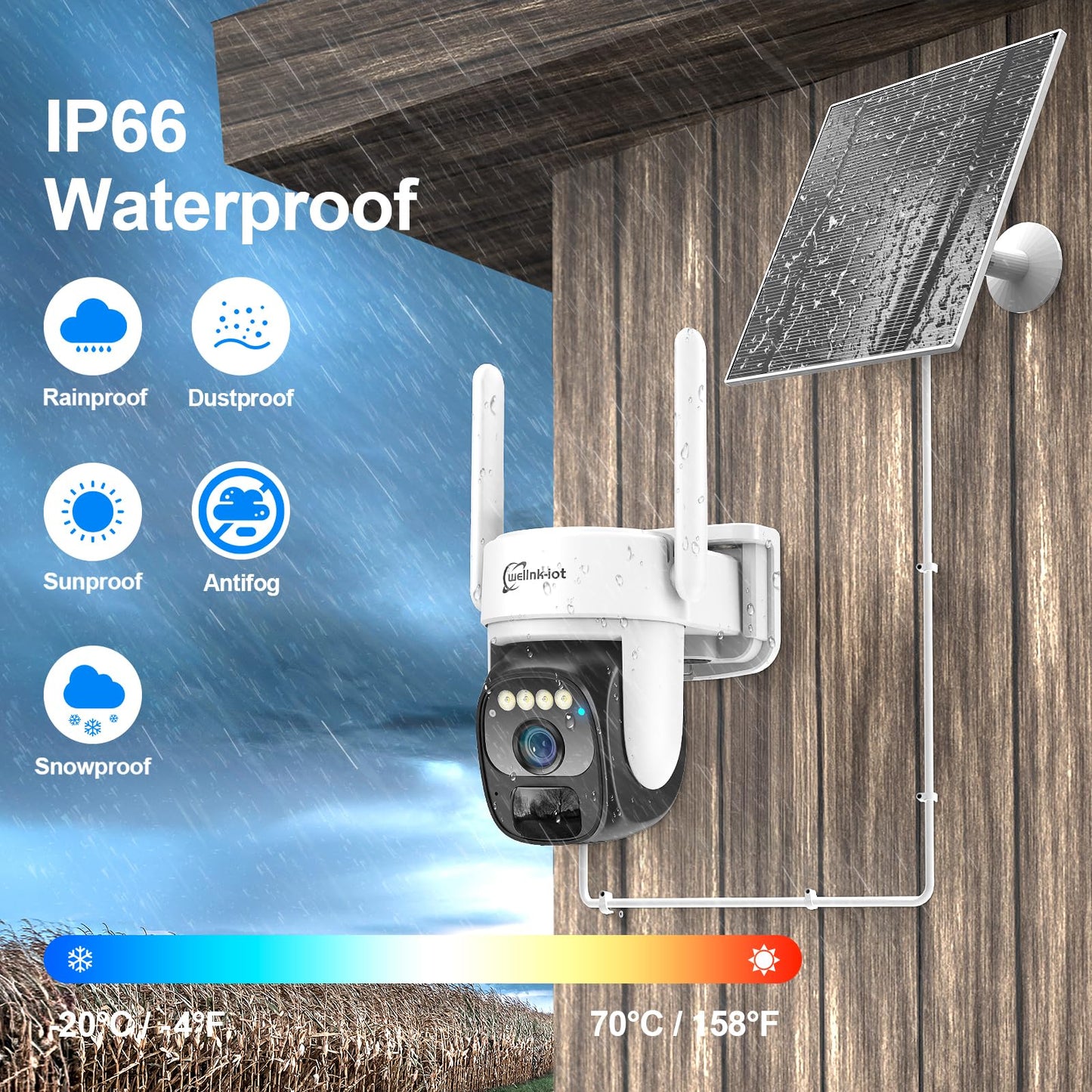 4G LTE Cellular Security Camera Outdoor Wireless with 360-Day Unlimited SIM Data, No WiFi Security Camera Solar Powered, Remote Monitoring, Motion Sensor, Human Tracking, 360° Viewing, Dual Storage