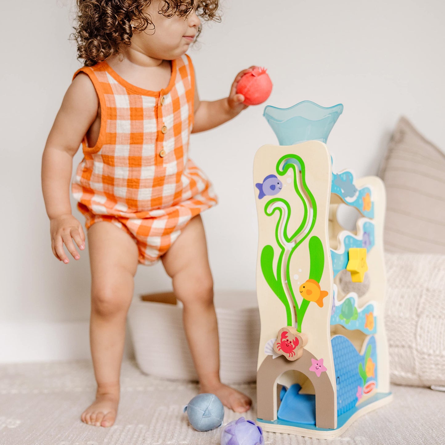 Melissa & Doug Rollables Wooden Ocean Slide Infant and Toddler Toy (5 Pieces) - FSC CertifiedOcean Themed Toys for Toddlers, Early Learning Toys for Infants and Toddlers Ages 1+