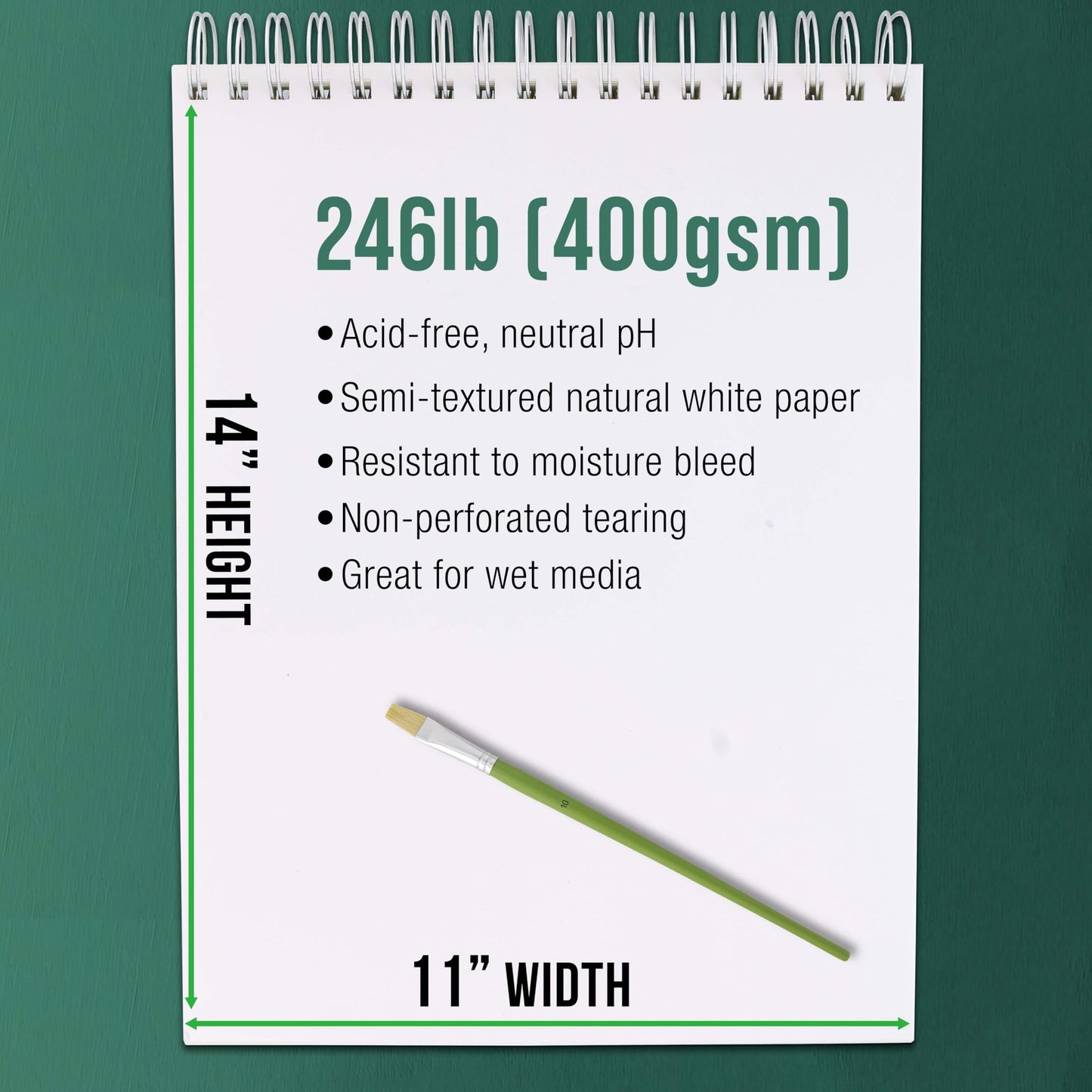 11 in. x 14 in. Spiral Binding Acrylic Painting Pad 400Gsm, 12 Sheets
