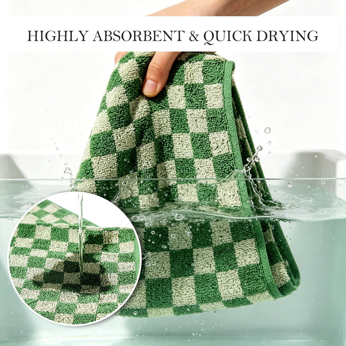 CinGiiCo Checkered Bath Towels Set of 3, 100% Cotton Bath Towels Large, 600GSM, 55 * 28 in, Luxury Shower Towels for Bathroom, Soft Absorbent Quick-Dry（Orange+Dark Green+Pink）
