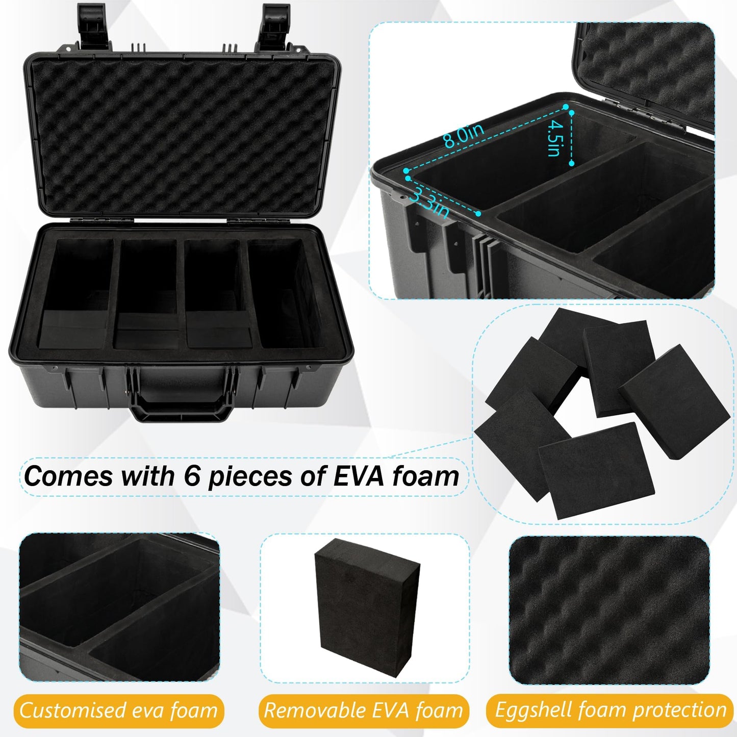 OUUTMEE Graded Card Case - Storage Box for 120+ PSA, CSG, BGS, SGC Graded Sports Trading Cards with 6 EVA Foam