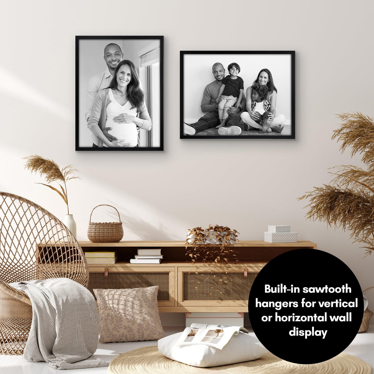 Americanflat 18x24 Poster Frame with Polished Plexiglass - Set of 2 - Streamline Collection - Thin Border Photo Frame for Wall Display - Hanging Hardware Included - Black