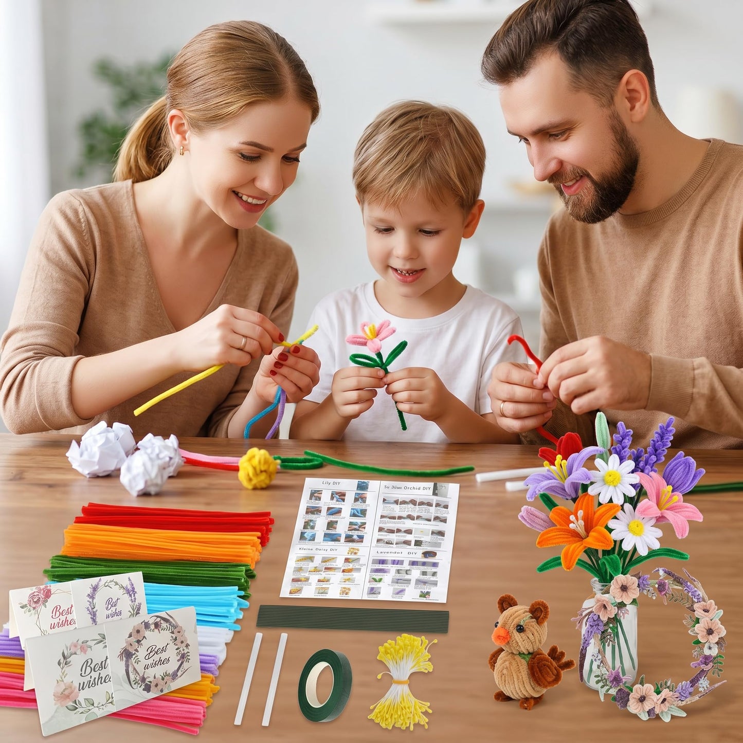 HYWEIQING 800PCS Pipe Cleaners Flower Kit