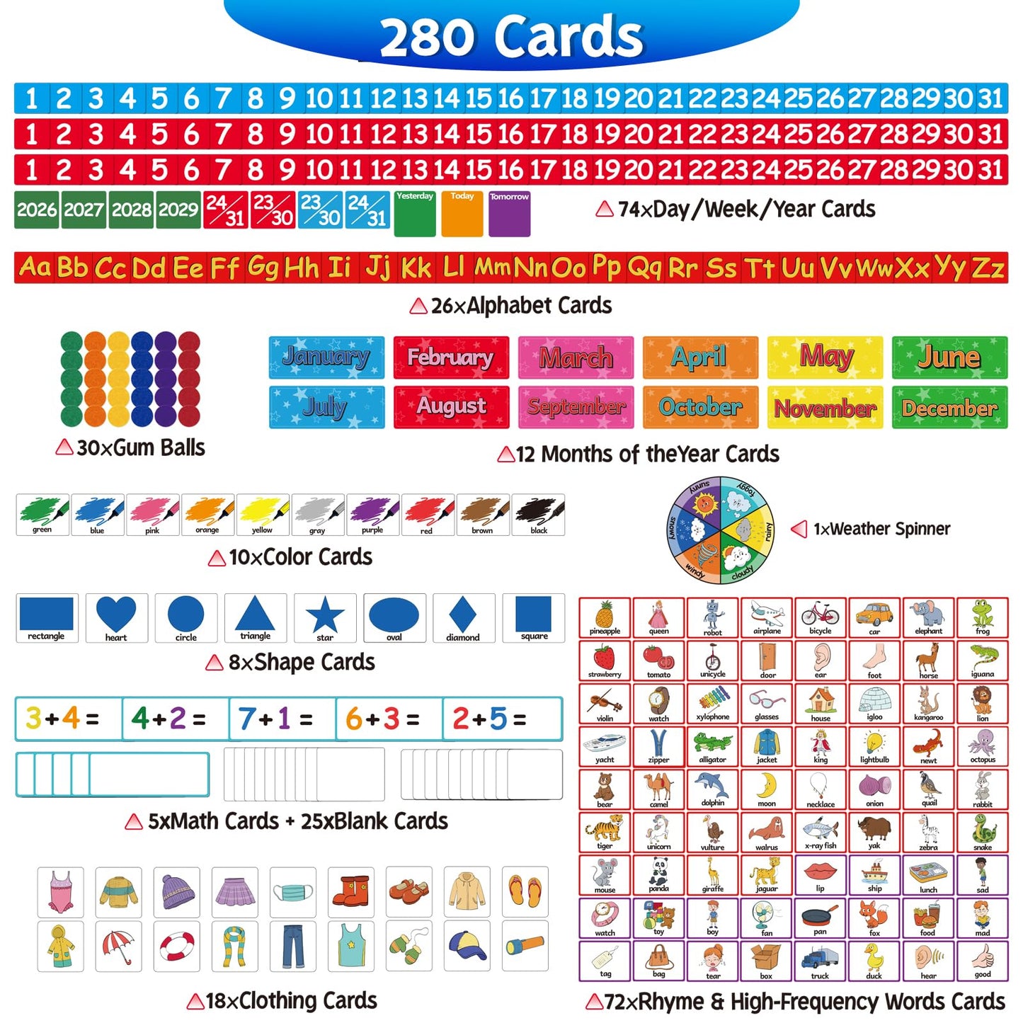 Torlam Circle Time Learning Center, Kindergarten Preschool Classroom Must Haves, Kids Calendar Pocket Chart Color Season Counting Letter Ten-Frame Set Weather Chart, Toddler Learning Activities