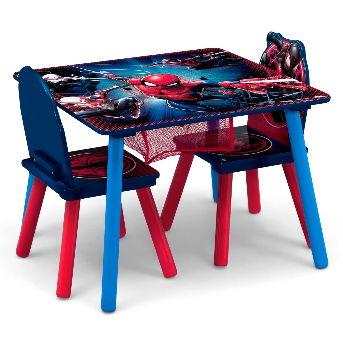 Delta Children Marvel Spider Man Kids Table Set with Storage (2 Chairs Included) Greenguard Gold Certified, Onesize, Blue/Red