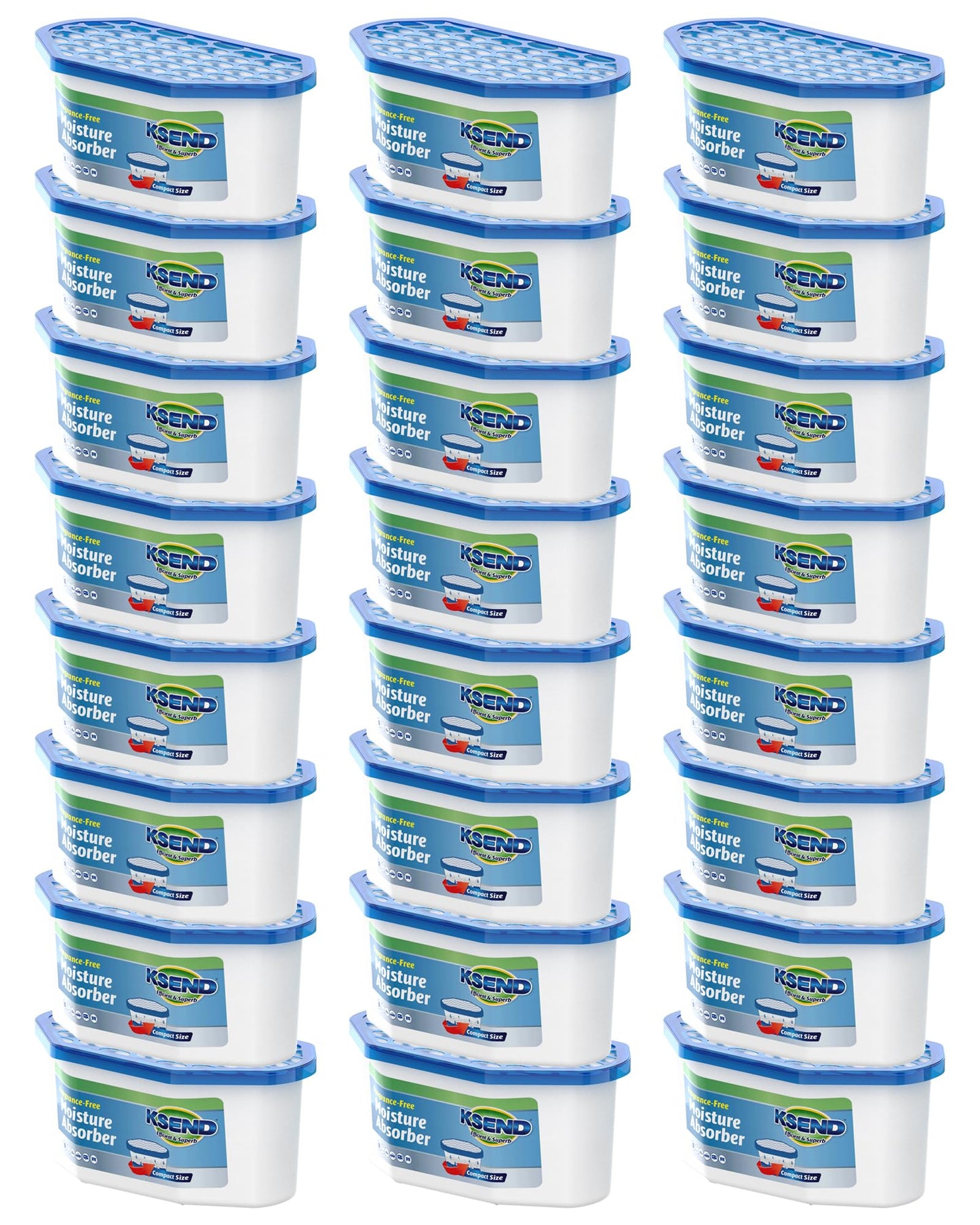 Ksend Moisture Absorbers, 24 Pack, Compact Dehumidifier for Closet, Efficient Humidity Absorber Boxes, Moisture Absorber for Closet, Odor Eliminator with Fragrance Free, Blue, 6.4oz, 300ml