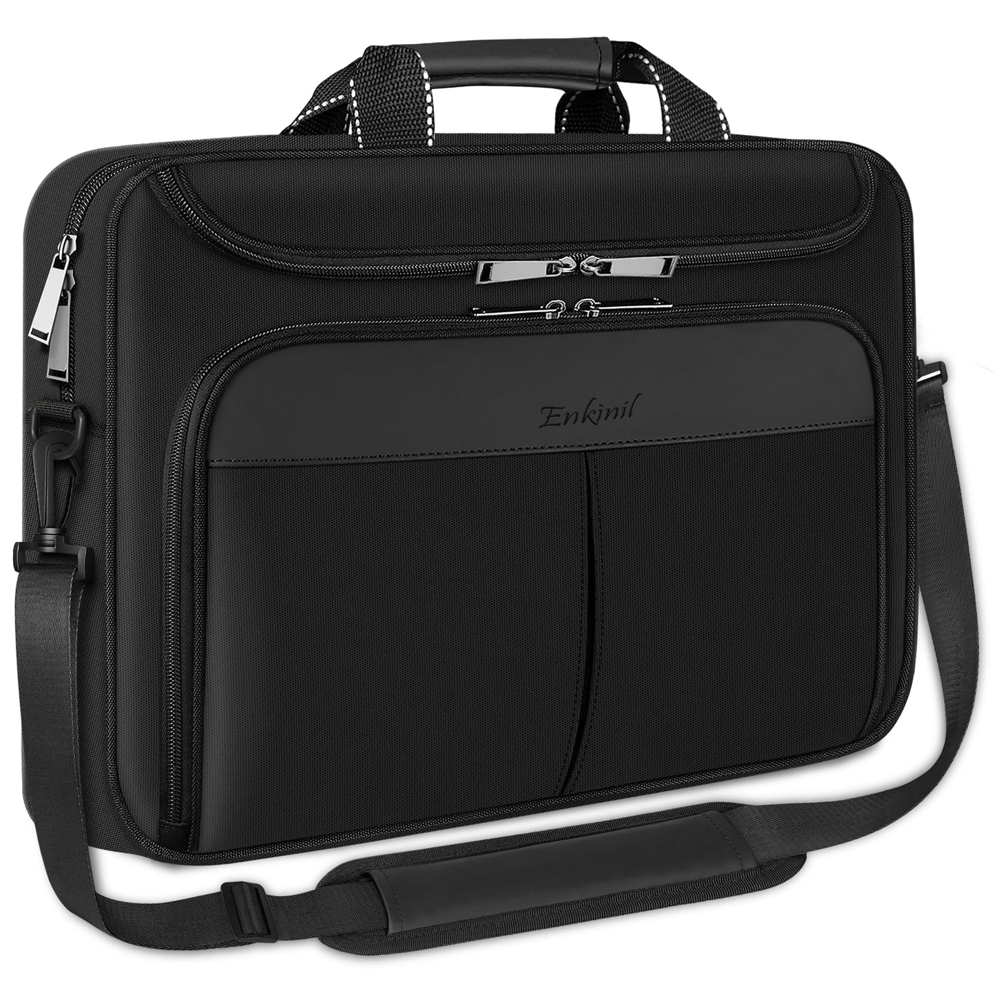 Enkinil 17-17.3 inch Laptop Briefcase, Waterproof Messenger Bag for Men with Reinforced Shoulder Strap & Padded Handle, Business Travel Laptop Bag, Compatible with HP ZBook ThinkPad DELL Inspiron