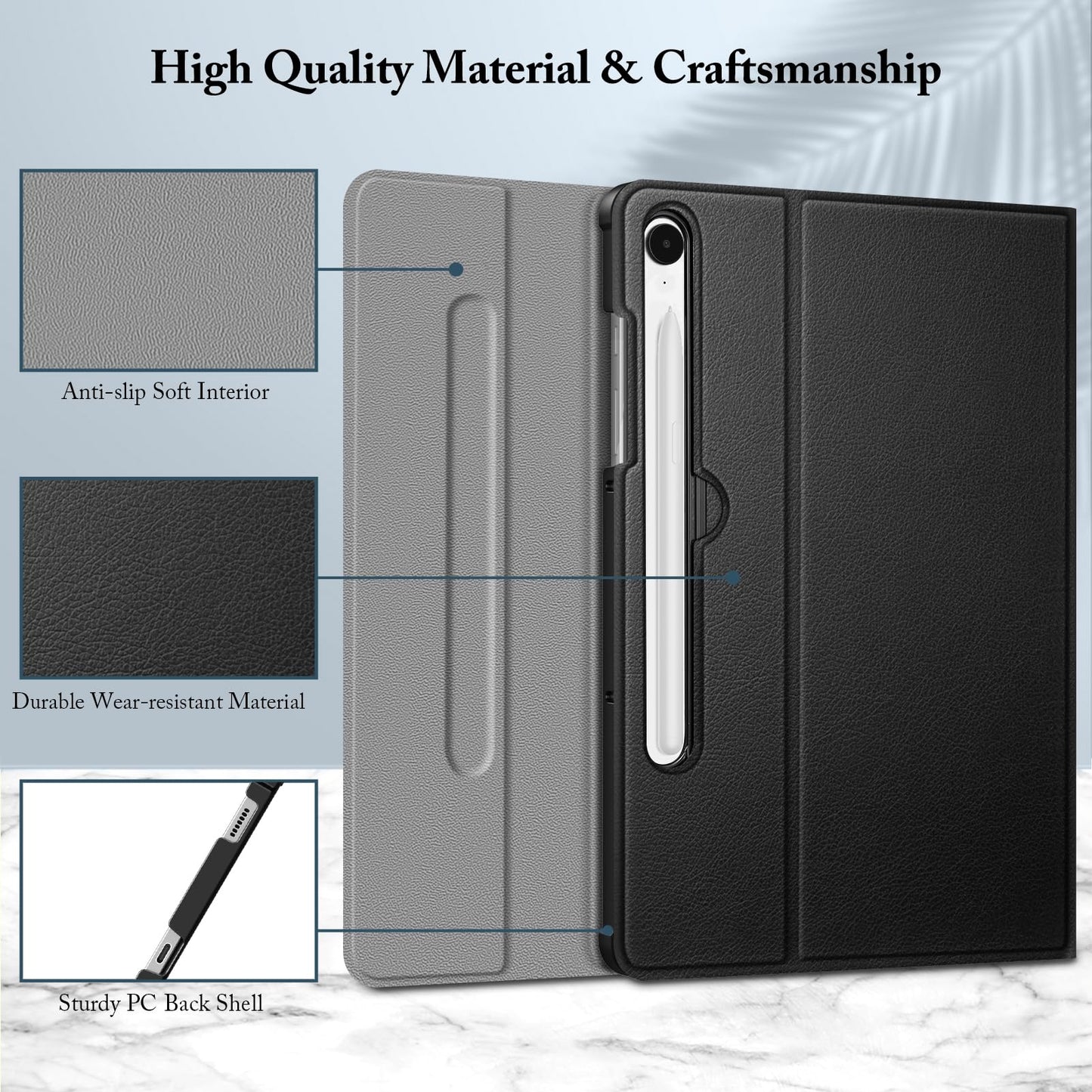 Fintie Keyboard Case for Samsung Galaxy Tab S9 FE 5G 10.9 Inch/Galaxy Tab S9 11 Inch 2023 with S Pen Holder, Slim Stand Cover Detachable Wireless Bluetooth Keyboard, Black