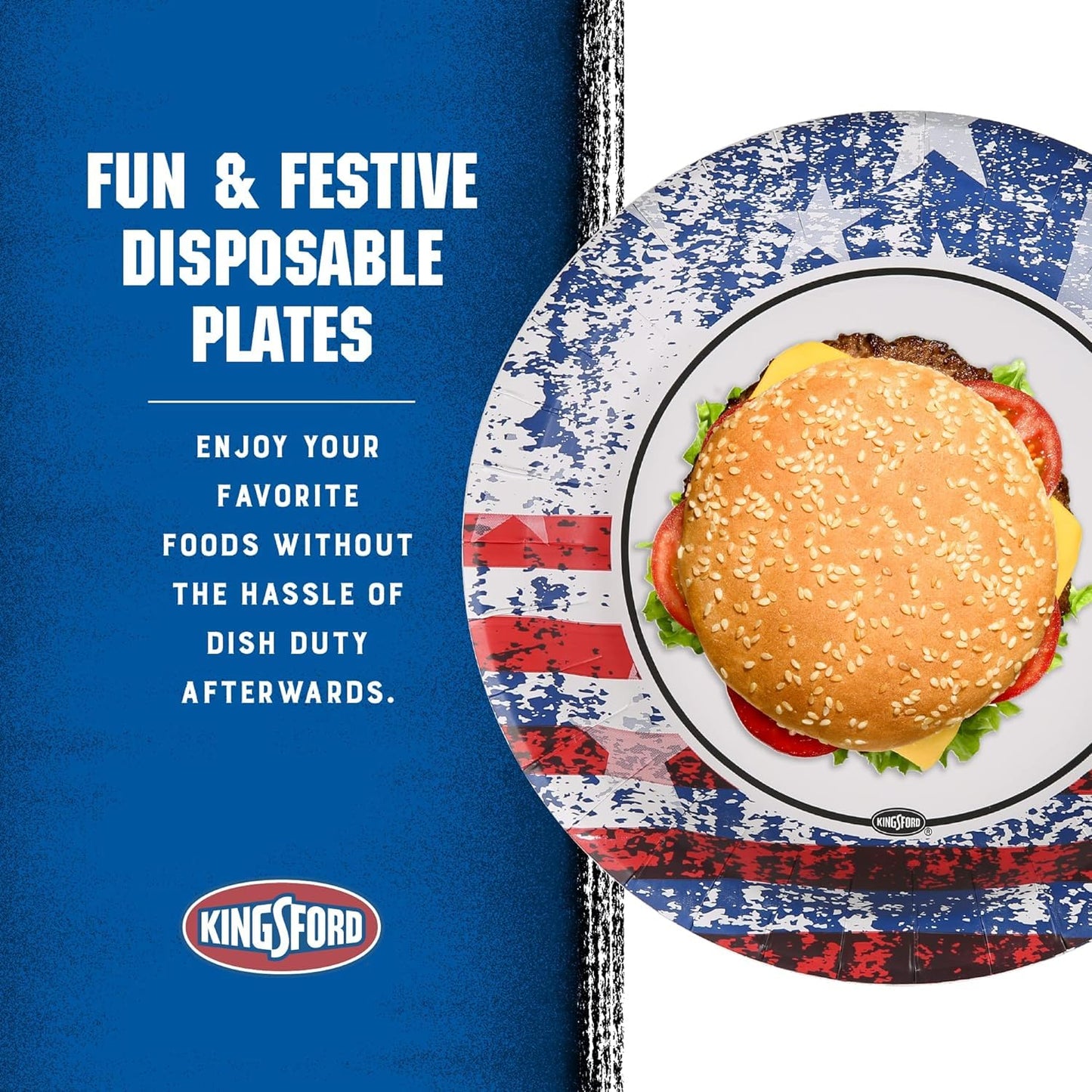 Kingsford Heavy Duty Paper Plates Patriotic American Flag Disposable Dinner Plates BBQ Parties Tailgates Outdoor Cookouts Red White Blue Tableware 10 Inch 35 Count 6 Pack Outdoor Summer Entertaining
