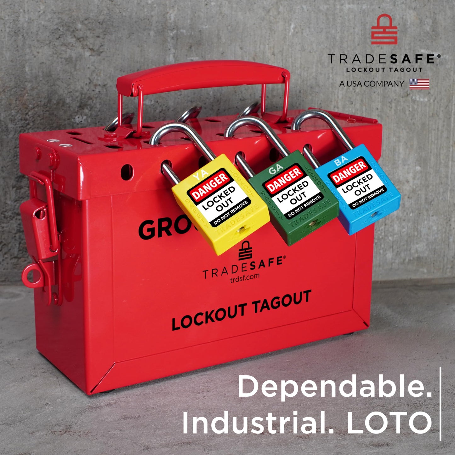 TRADESAFE Lockout Tagout Group Lock Box - Premium Loto Group Box, 18 Gauge Steel Lockout Box, Red Lock Box for OSHA Compliant Group Loto Procedures