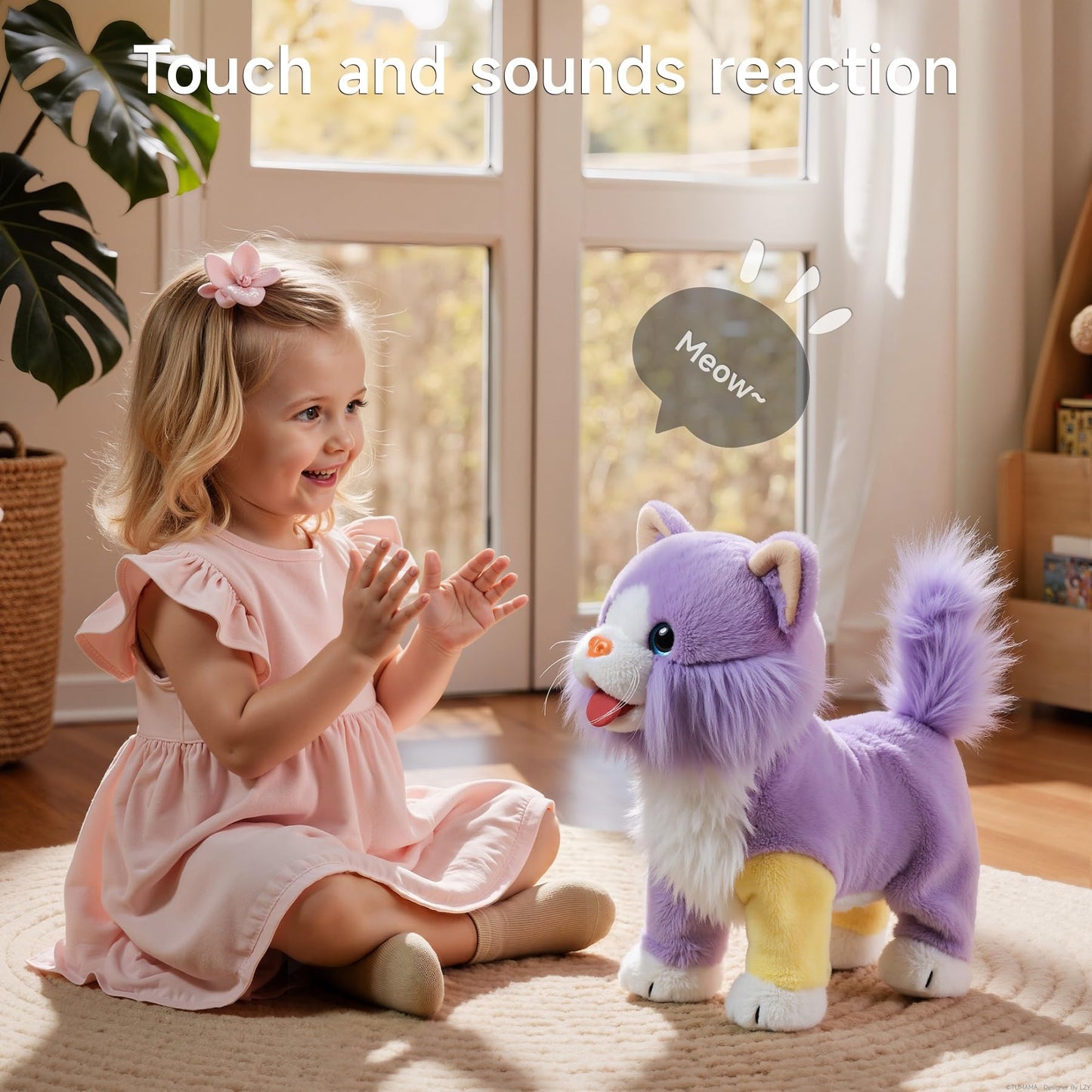 OR OR TU Walking Toy Cat with Remote Control Leash, Plush Cat Electronic Interactive Toys for Girls Singing, Shake Tail, Licking, Meows Realistic Stuffed Animal Cat Age 2 3 4 5+ Years Old Best Gift