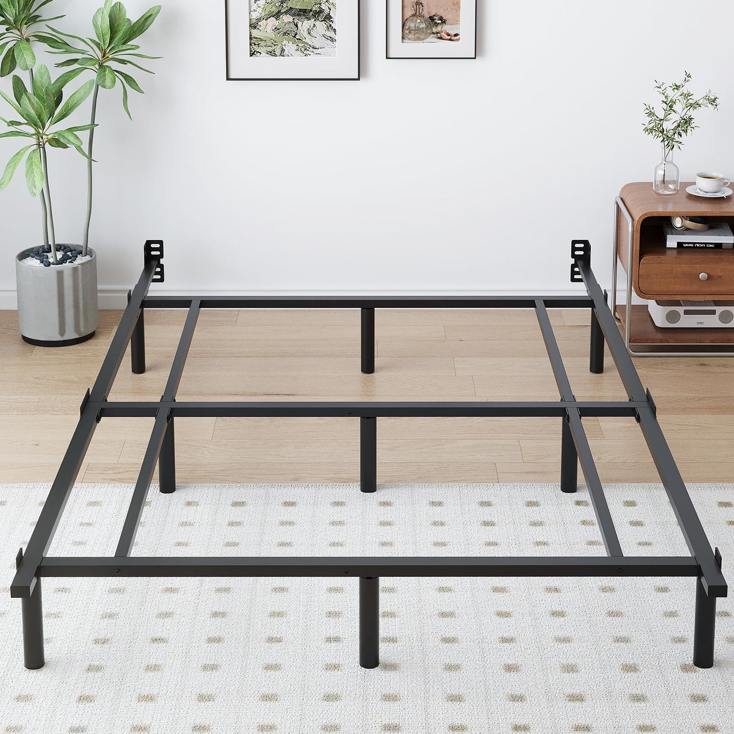 Mashomdec Full Metal Bed Frame, 7 Inch Low Heavy Duty Platform Bed Frames Full Size for Box Spring and Mattress, Easy Assembly, Noise-Free, Adjustable, Black