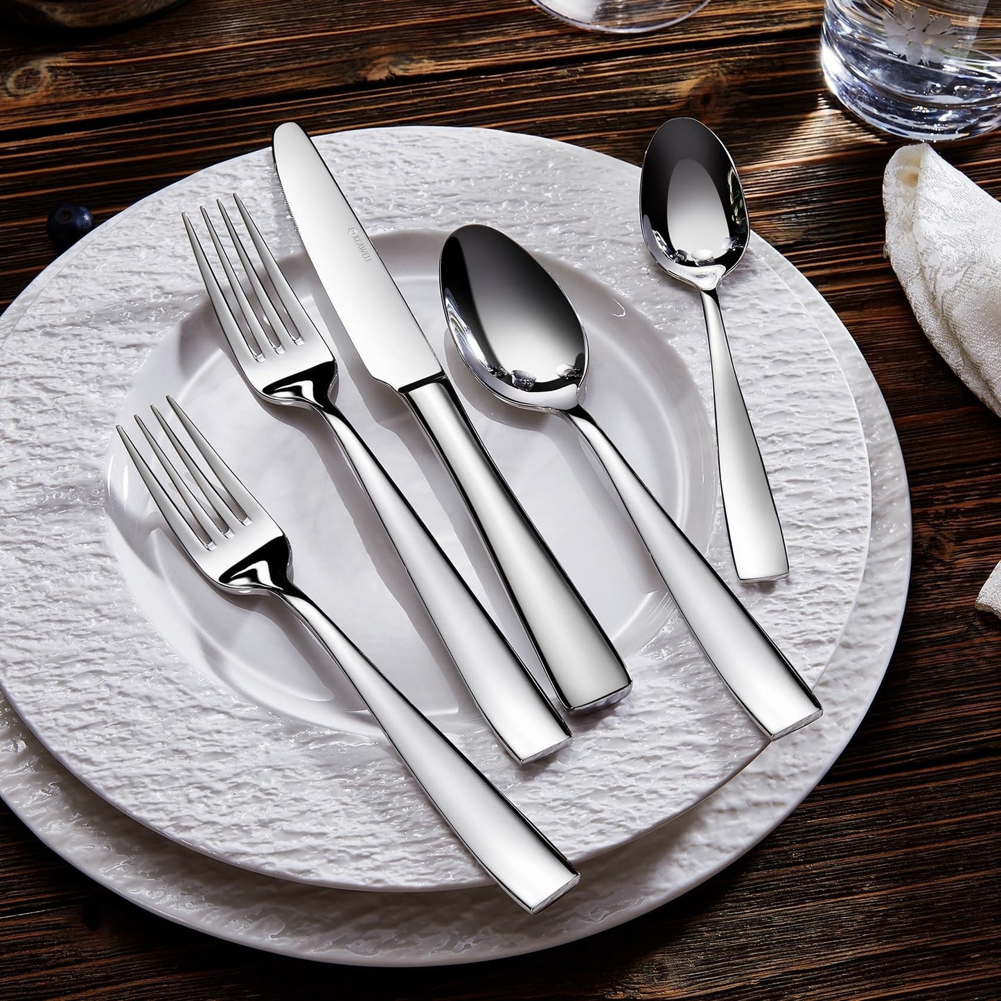 KEAWELL Premium 20/45/65 Piece Louis Silverware Set, 18/10 Stainless Steel, Service for 4/8/12, Fine Flatware Set, Dishwasher Safe (20)