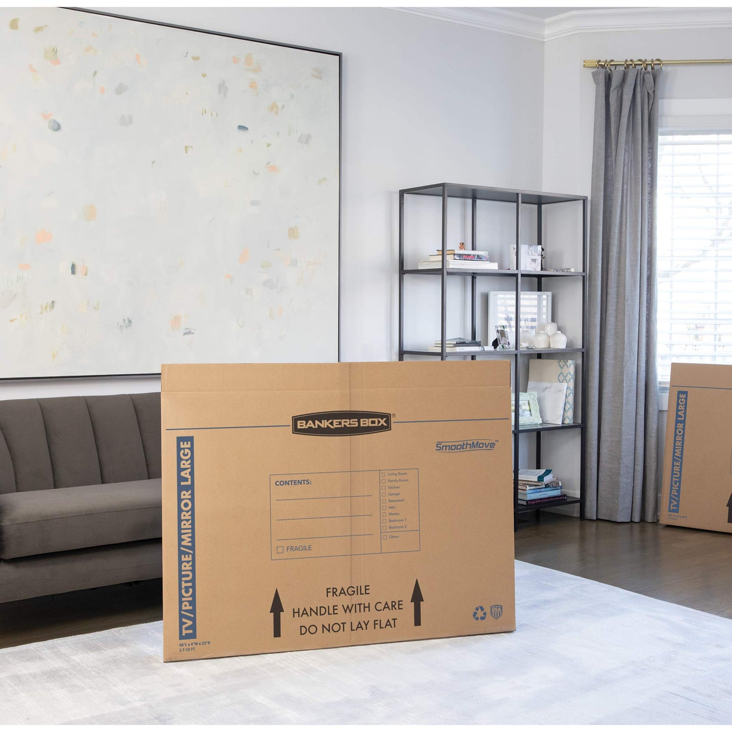 Bankers Box Large, Up to 55" TV/Picture/Mirror, Moving Box 4 Pack, 48" x 4" x 33", Cardboard