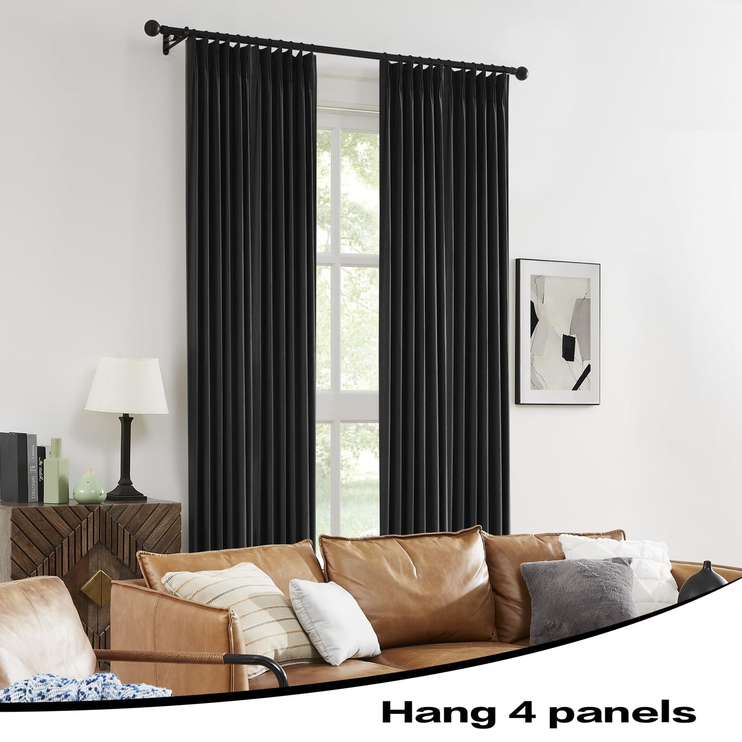 DUALIFE Extra Long Pinch Pleated Blackout Curtains/Drapes 144 Inch Length 12ft,Thermal Insulated Back Draperies 2 Story Window Curtains for Ceiling Villa,(Black, 2 Panels,40" W x 144" L)
