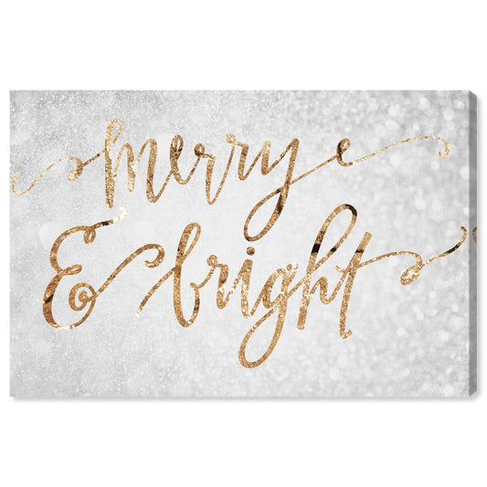 Wynwood Studio Holiday and Seasonal Wall Art Canvas Prints 'Merry & Bright' Christmas Home Décor, 30" x 20", Gray, Gold