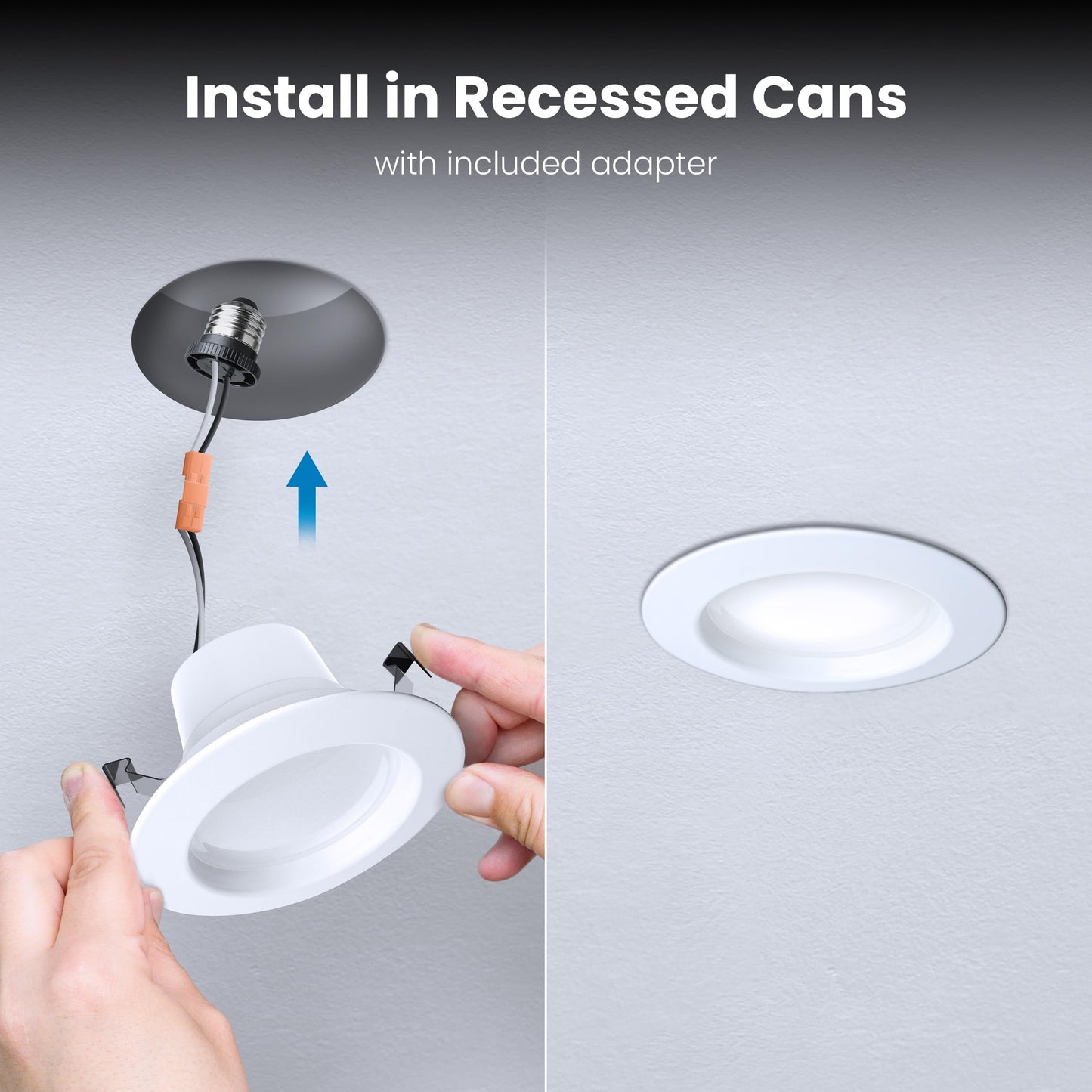 Feit Electric 4 Inch LED Recessed Downlight with Lumen Select, 75W Equivalent, Dimmable, 775 Lumens, 5CCT Selectable White 2700K–5000K, 90+ CRI, 50,000-Hour Lifetime, LEDR4HO/6WYCA/4, 4 Pack