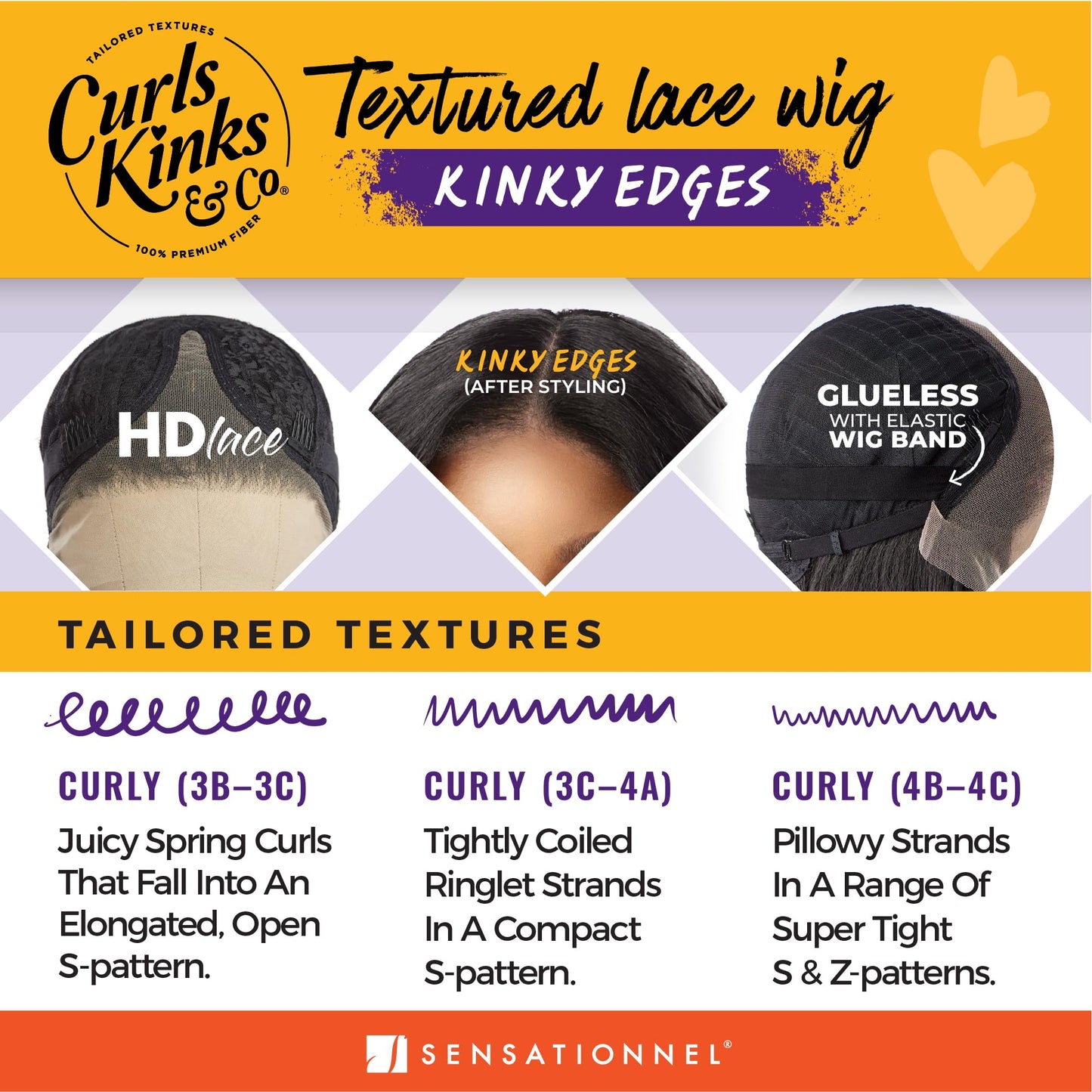 Sensationnel Curls kinksandco kinkyedges wig - kinky wand curl 20 inch y part lace natural kinkytexture edged hairline for natural 3c to 4c hair textures (2 DARKBROWN)
