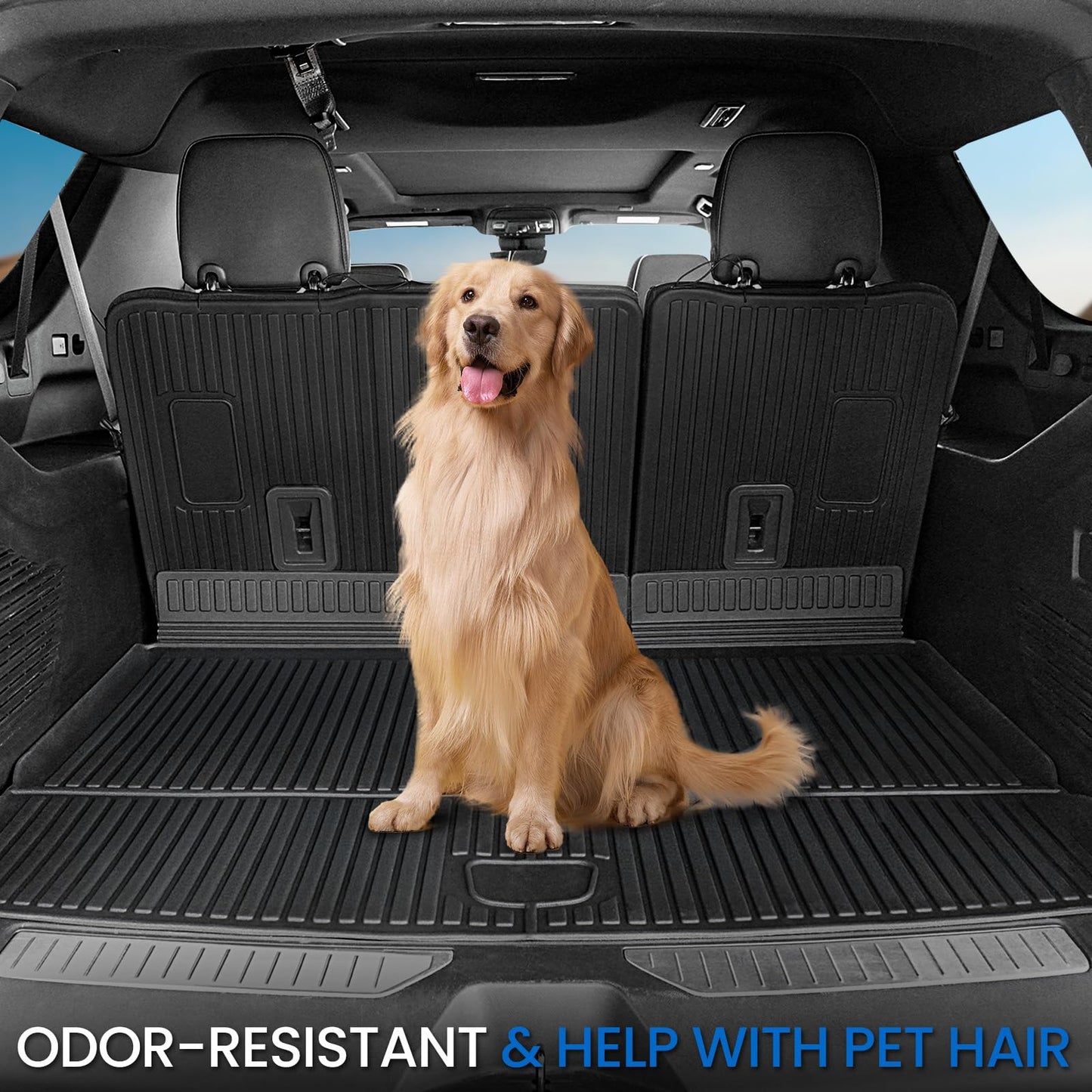 JOULARISE Cargo Mat Backrest Mats for 2021-2024 2025 2026 Chevrolet Chevy Suburban/GMC Yukon XL SUV Car Mat Accessories, All Weather TPE Trunk Cargo Liner(Cargo Mat+3rd Row Backrest Mat)
