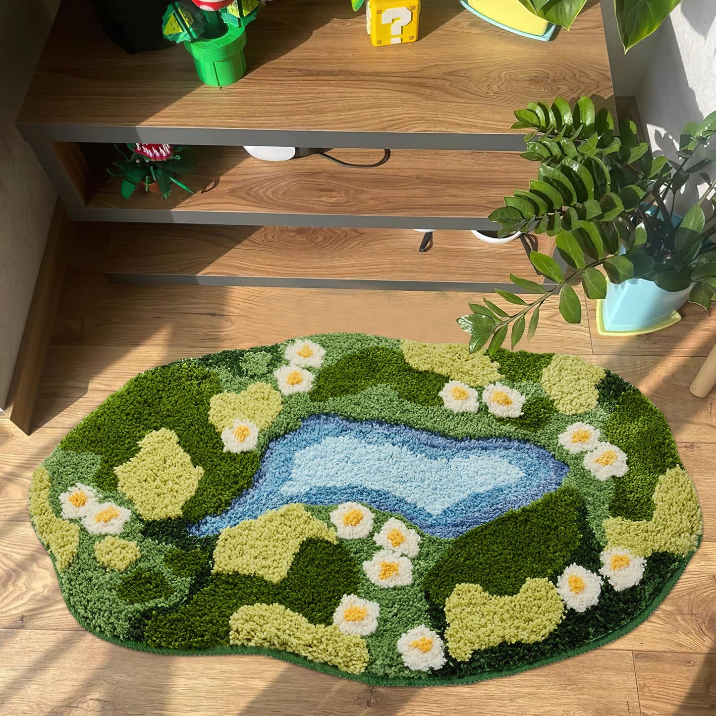 Sisher Moss Bath Mat,Cute Green Bathroom Rug Thick Bathroom Rugs Runner Rug Long Absorbent Non Slip Microfiber Rugs for Shower Floor, Sink, Bedroom, Home Accessories Decor, Moss Green 31"×21"