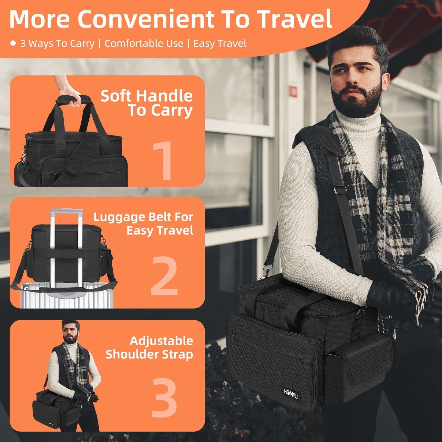 Homfu DJ Gig Gear bag-DJ Cable File Organizer Bag with Detachable Dividers,DJ Travel Gig Bag With Organization Package for Business Trips,Daily Use,DJ File Equipment,Musician Accessories,Outdoor
