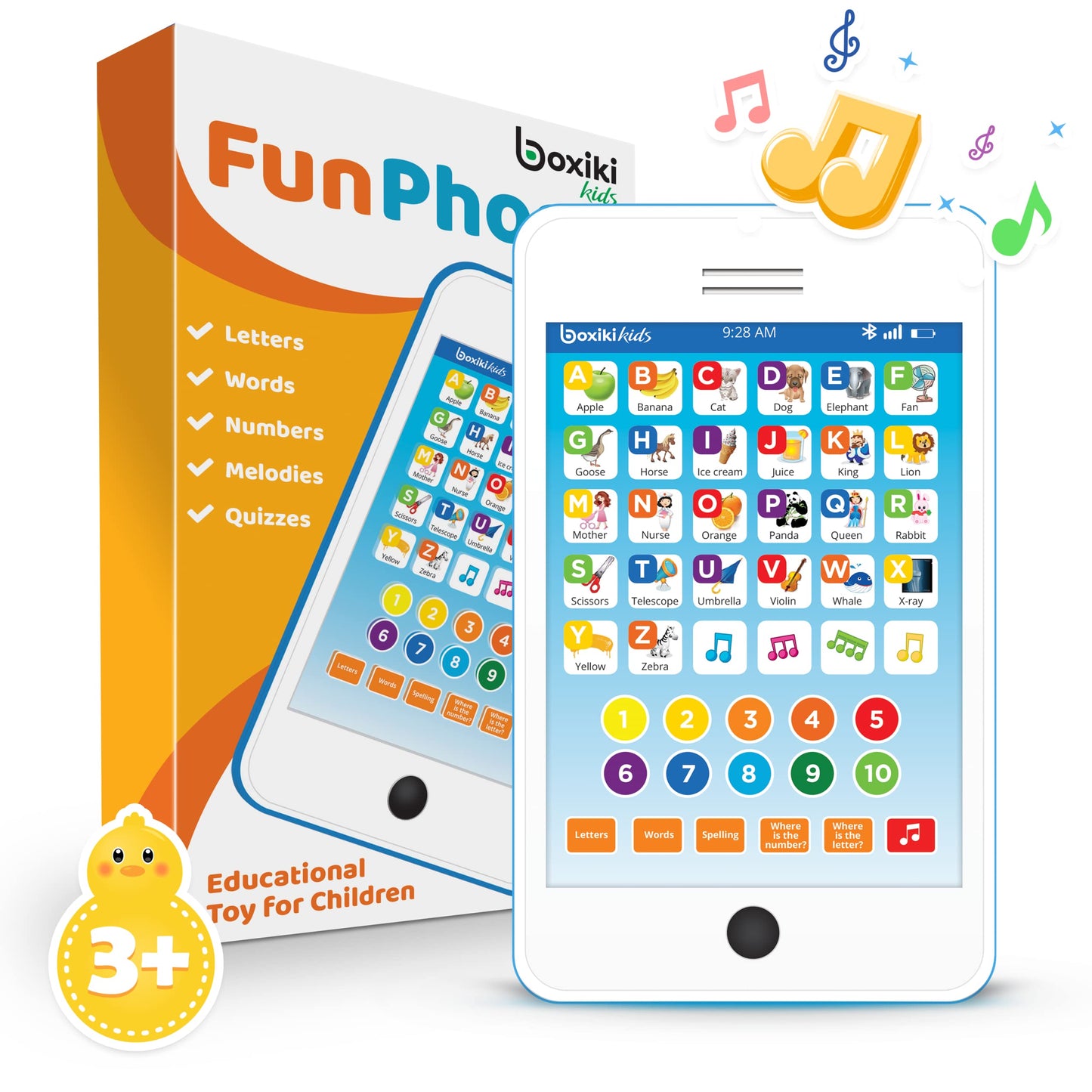 Educational Toys for 3 Year Old Boys Girls, 6-in-1 Kids Learning Tablet Phone, Toddler Learning Toys Ages 2-5, Preschool ABC Letters Numbers Spelling Music Toy, Premium Travel Gift