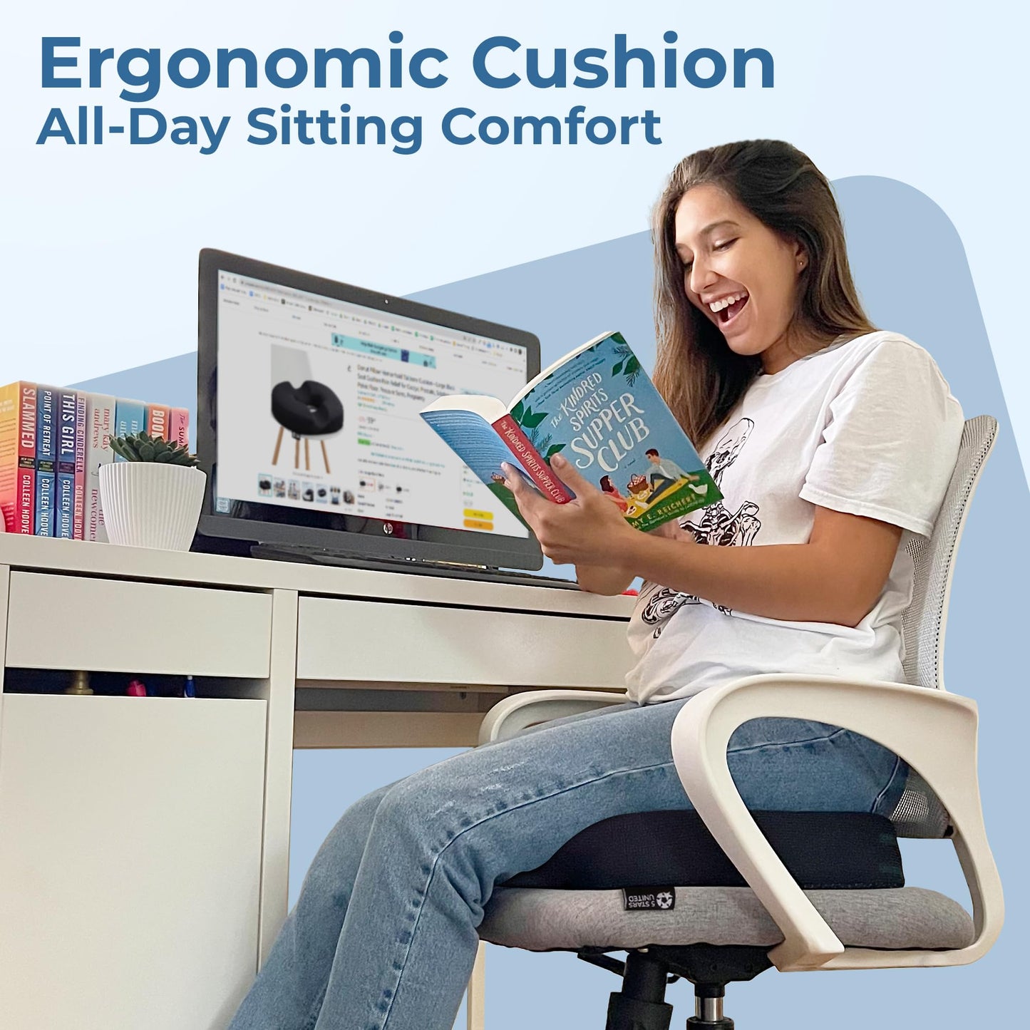 5 STARS UNITED Donut Pillow Hemorrhoid Tailbone Cushion – Large Cushion for Pain Relief – Coccyx, Prostate, Sciatica, Pelvic Floor, Pressure Sores, Pregnancy, Postpartum Recovery, Black