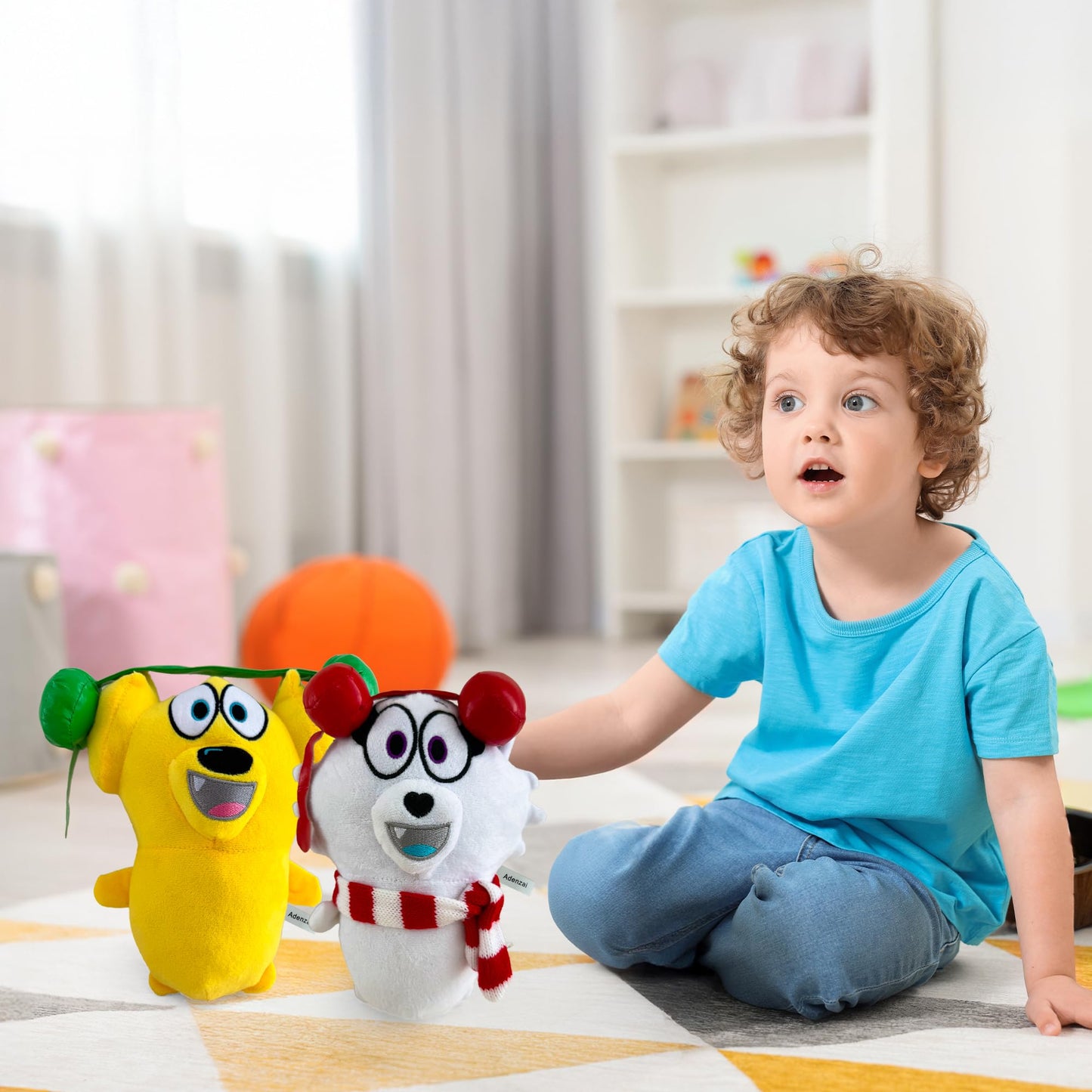 Adenzai Tyler and Snowi Snuggle Bundle Plush Set – Soft Stuffed Animal Plushies, Tyler and Snowi Plush Toy, Cute Cuddly Character Plush Gift Set for Kids and Fans
