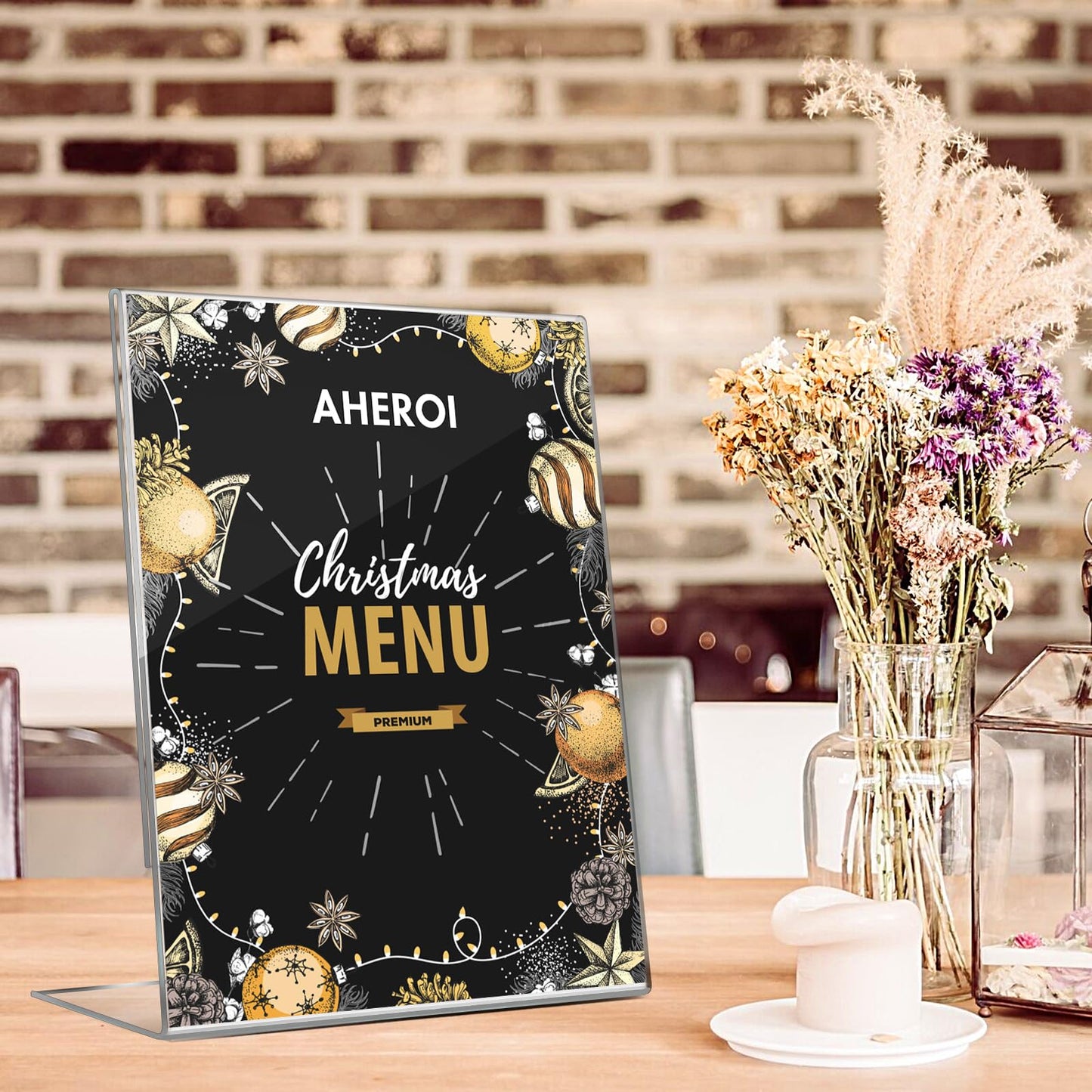 Aheroi Acrylic Sign Holder 8.5 x 11, 30Pcs Plastic Sign Holder 8.5 x 11 Standing, Clear Paper Holders Acrylic Paper Document Holders, Plastic Stands Flyer Display,Office School Table Supplies