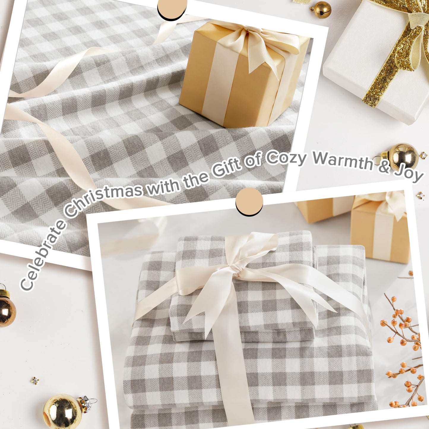 Sleep Philosophy True North 100% Cotton Flannel Sheets Twin Size, Cozy Flannel Sheet Set Brushed for Extra Softness, Heavyweight Novelty Print Warm Flannel Bedding Set, Gray Herringbone Check 3 Piece