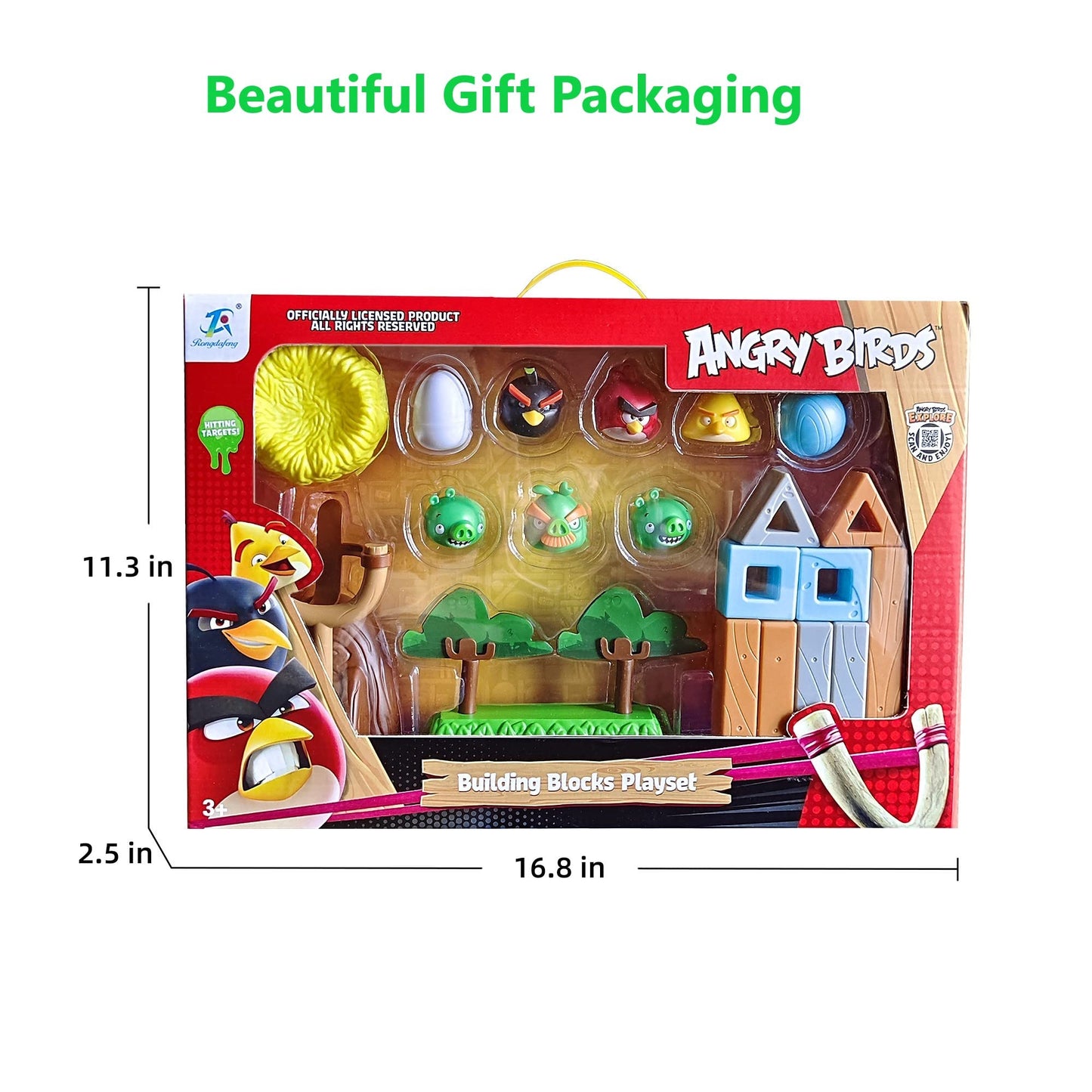 ROLOSO Newly Licensed Angry Birds Toys Playsets Build N’ Launch Construction Brick Assembly Building Blocks Sets Pig City Strike 2 Takedown Space Planet Game Catapult Slingshot Gift Box 20pcs