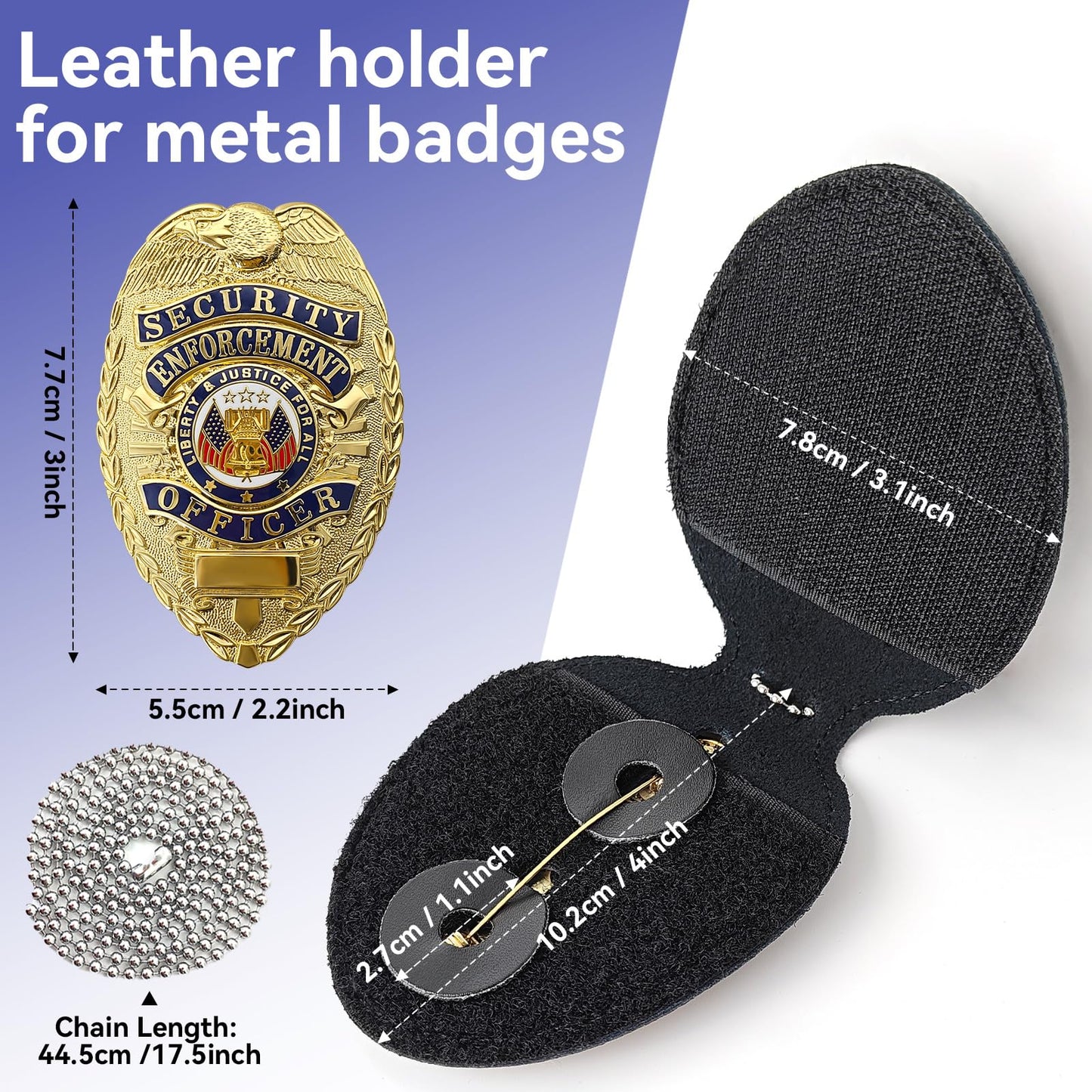 GYGYL Metal Badge with Badge Holder, Enameled & Plated, Brass Shield Badge for Dressing up and Cosplay - Se Gold