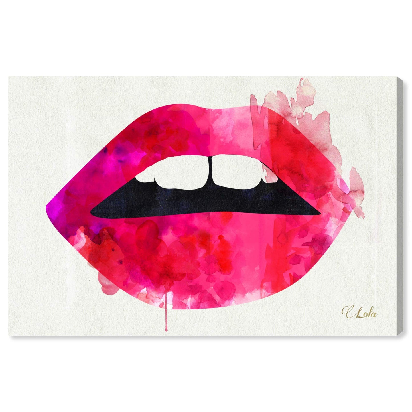 The Oliver Gal Artist Co. Fashion and Glam Wall Art Canvas Prints 'Lola's Lips' Home Décor, 30 in x 20 in, Red, Hot Pink