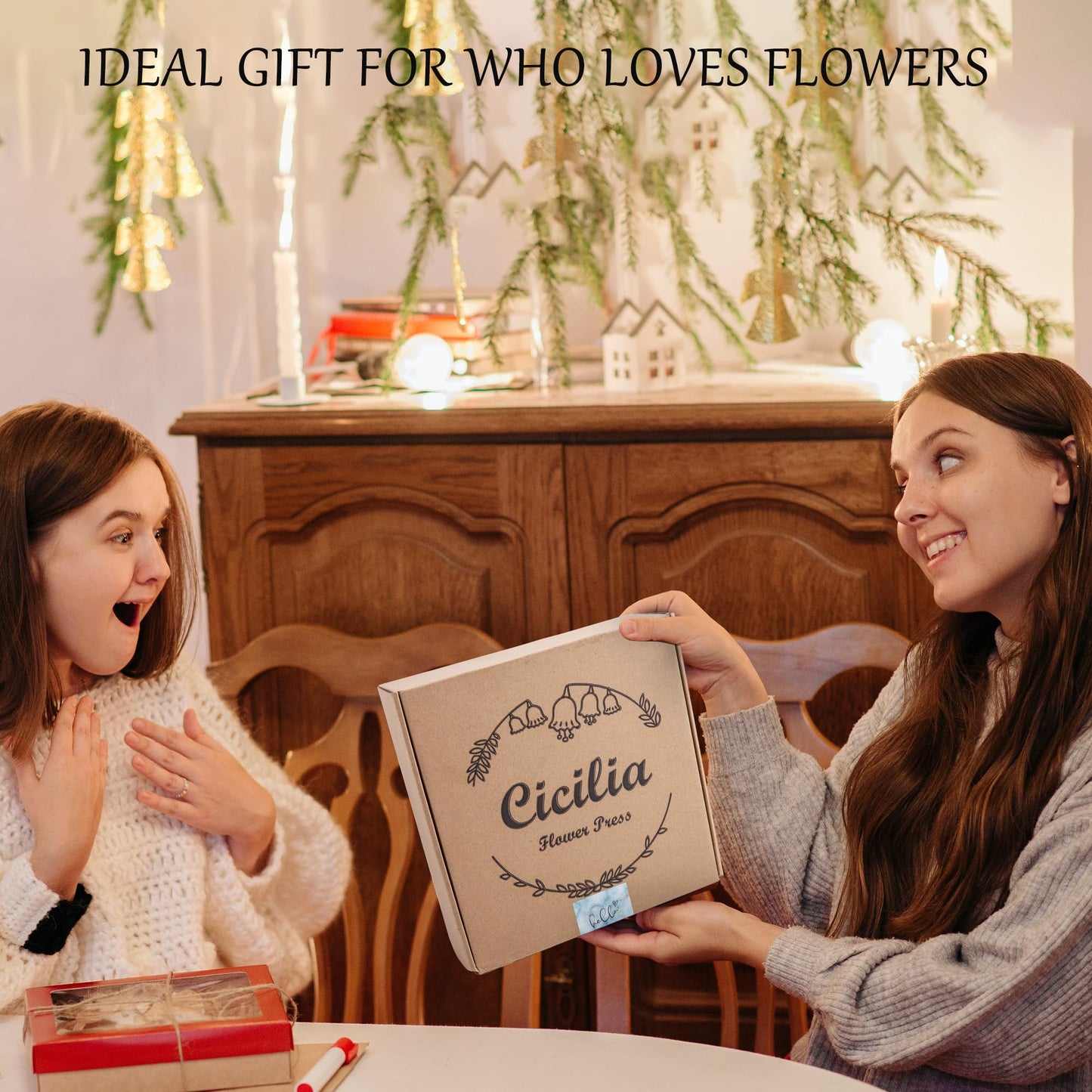 Cicilia Flower Press Kit,10.8" x 10.8" Large Wooden Flower Press, Flower Pressing Kit for Adults & Kids, Flower Drying kit, Flower Preservation kit, Ideal Gift for Flower & Plant Lovers