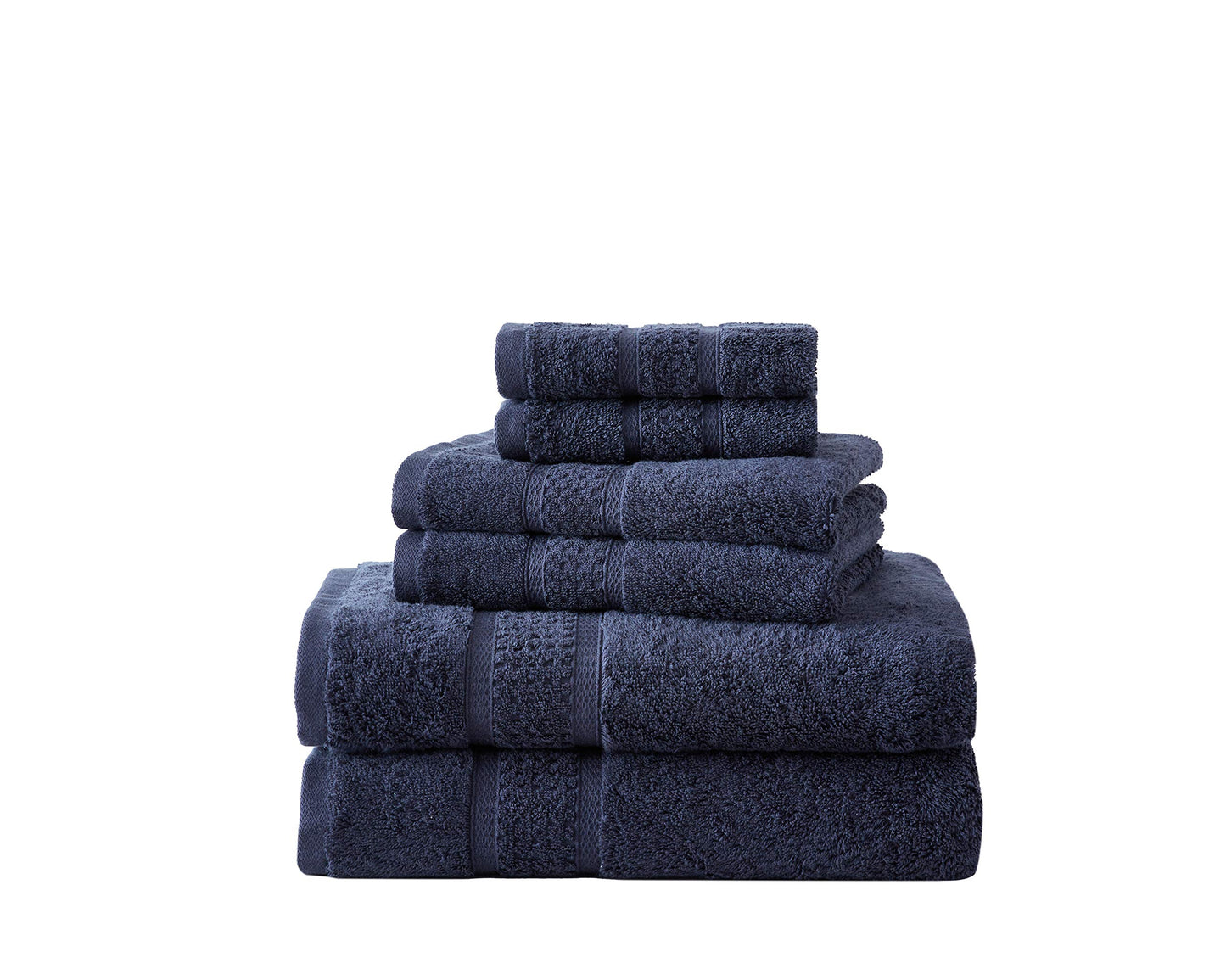 Nautica - Bath Towels, Highly Absorbent & Fade Resistant Bathroom Essentials, Oeko-Tex Certified (Oceane Navy, 6-Piece)