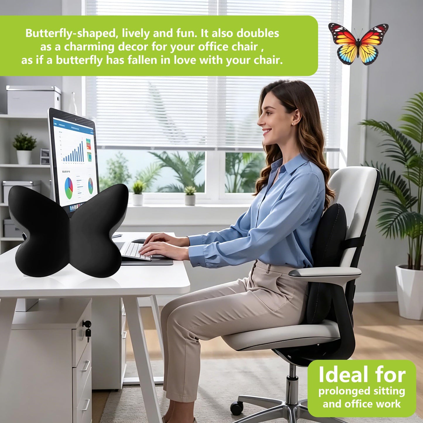 FoKon Memory Foam Lumbar Support Pillow,Back Support for Office Chair,Back Pillow for Chair,Ergonomic Lower Back Cushion for Desk Chair,Computer Chair,Gaming Chair and Car Seat,Washable Cover（Black）
