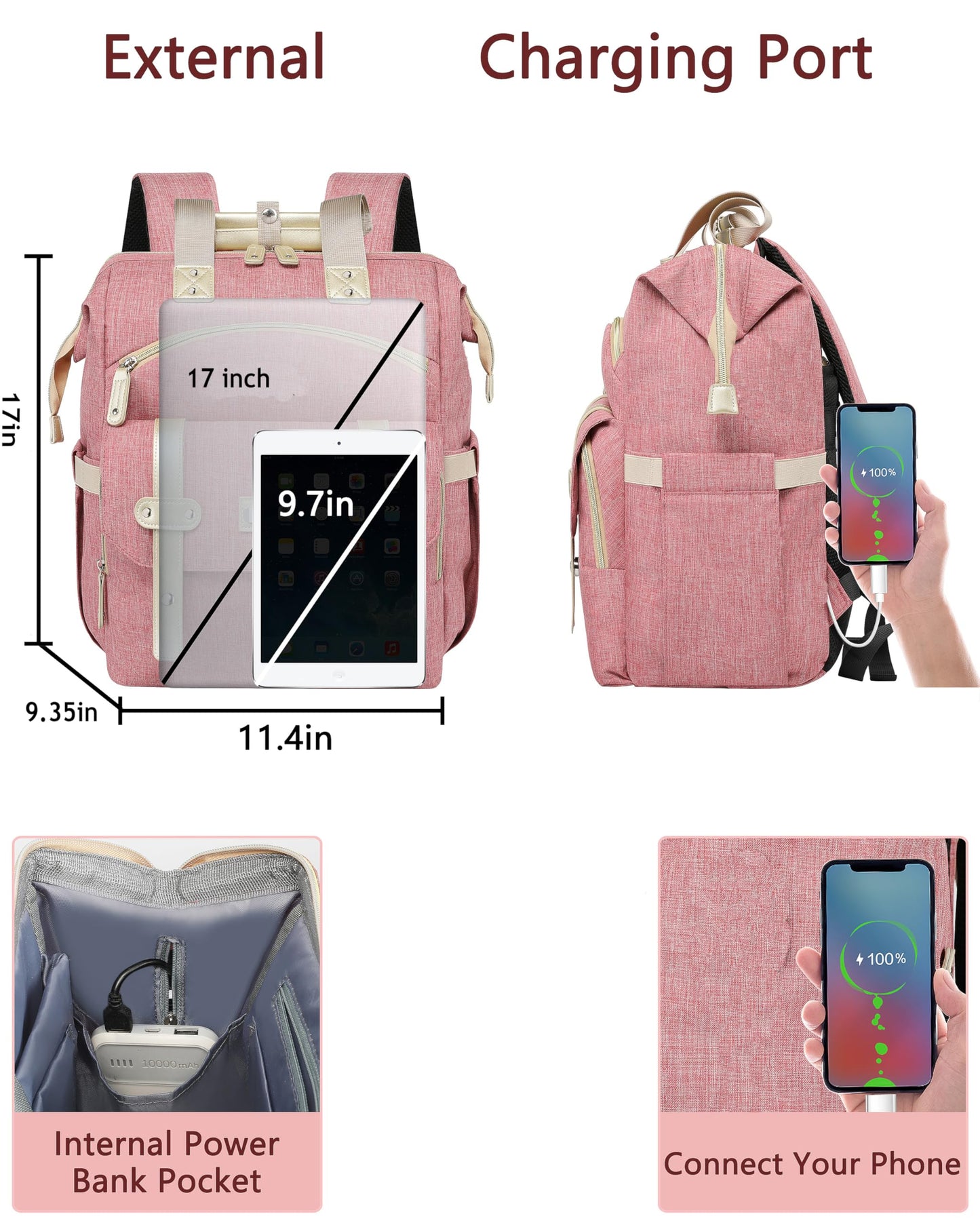 FALANKO Laptop Backpack for Women,Large Computer Backpack for 17 Inch Laptop, Water Resistant Teacher work nurse Doctor Bookbag