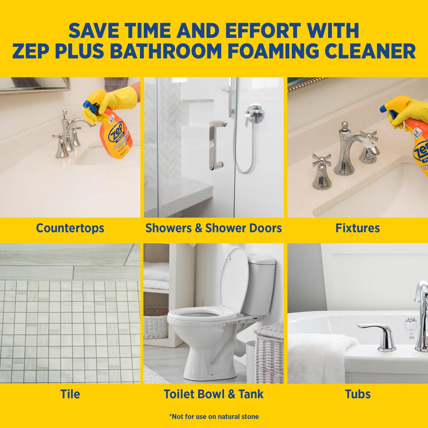 Zep Plus Bathroom Foaming Cleaner - 32 OZ (Case of 12) - R54012 - Prevents Soap Scum Buildup + Long-Lasting Protection - Bleach-free