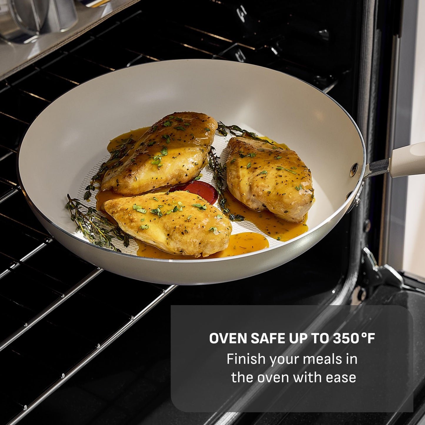 T-Fal Signature Nonstick 8” & 10” Frying Pan Skillet Set, Dishwasher Safe, Oven Safe to 350°F, Pots and Pans Set, Non Stick Chef- Pan, Cream