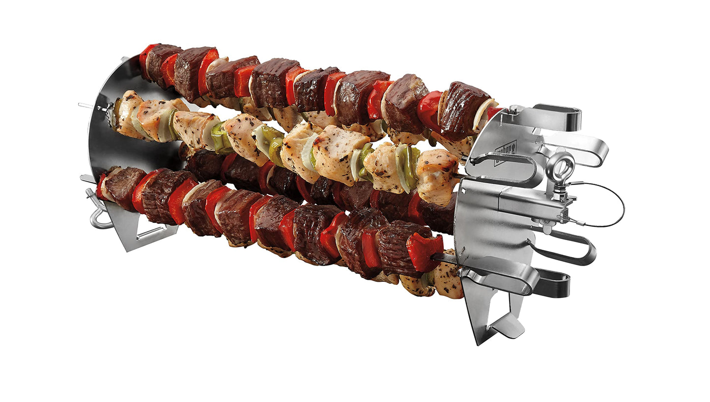 Weber Crafted Rotisserie Skewers – Stainless‑Steel 16" Skewer Set for Even Rotating & Roasting - Ideal for Kebabs and Skewers, Grill Accessory